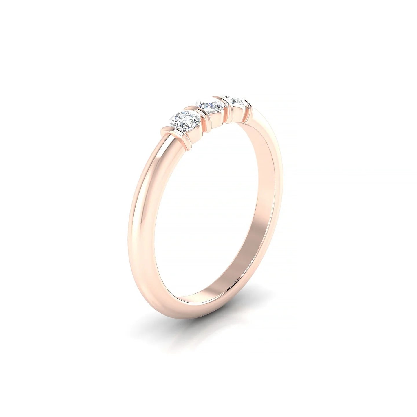 Ridge | 18k Rose Gold 3 mm Round Diamond Ring