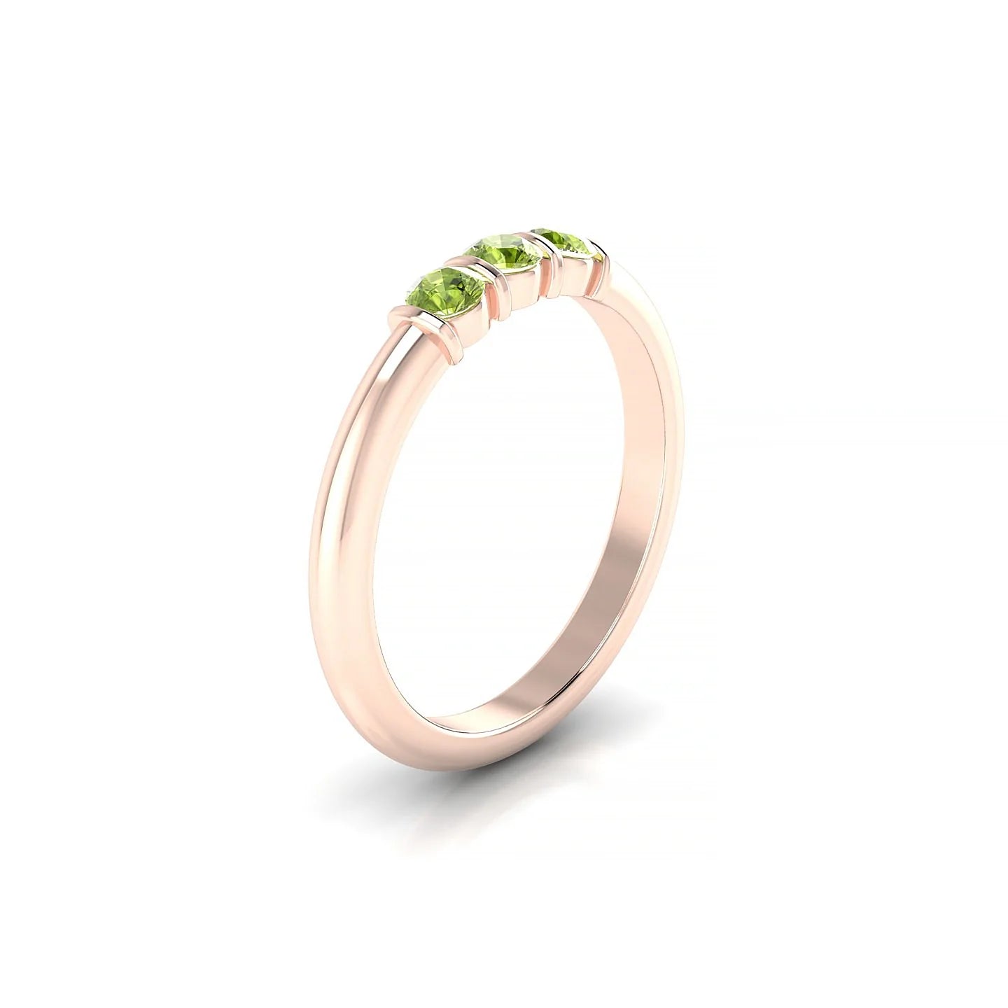 Ridge | 18k Rose Gold 3 mm Round Peridot Ring