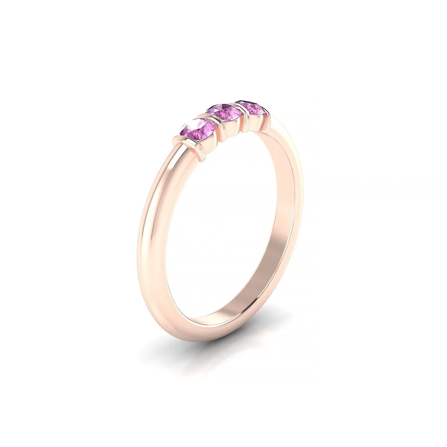 Ridge | 18k Rose Gold 3 mm Round Pink Sapphire Ring