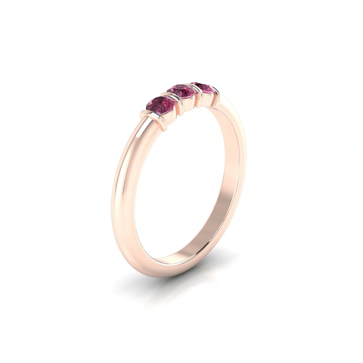 Ridge | 18k Rose Gold 3 mm Round Rhodolite Ring