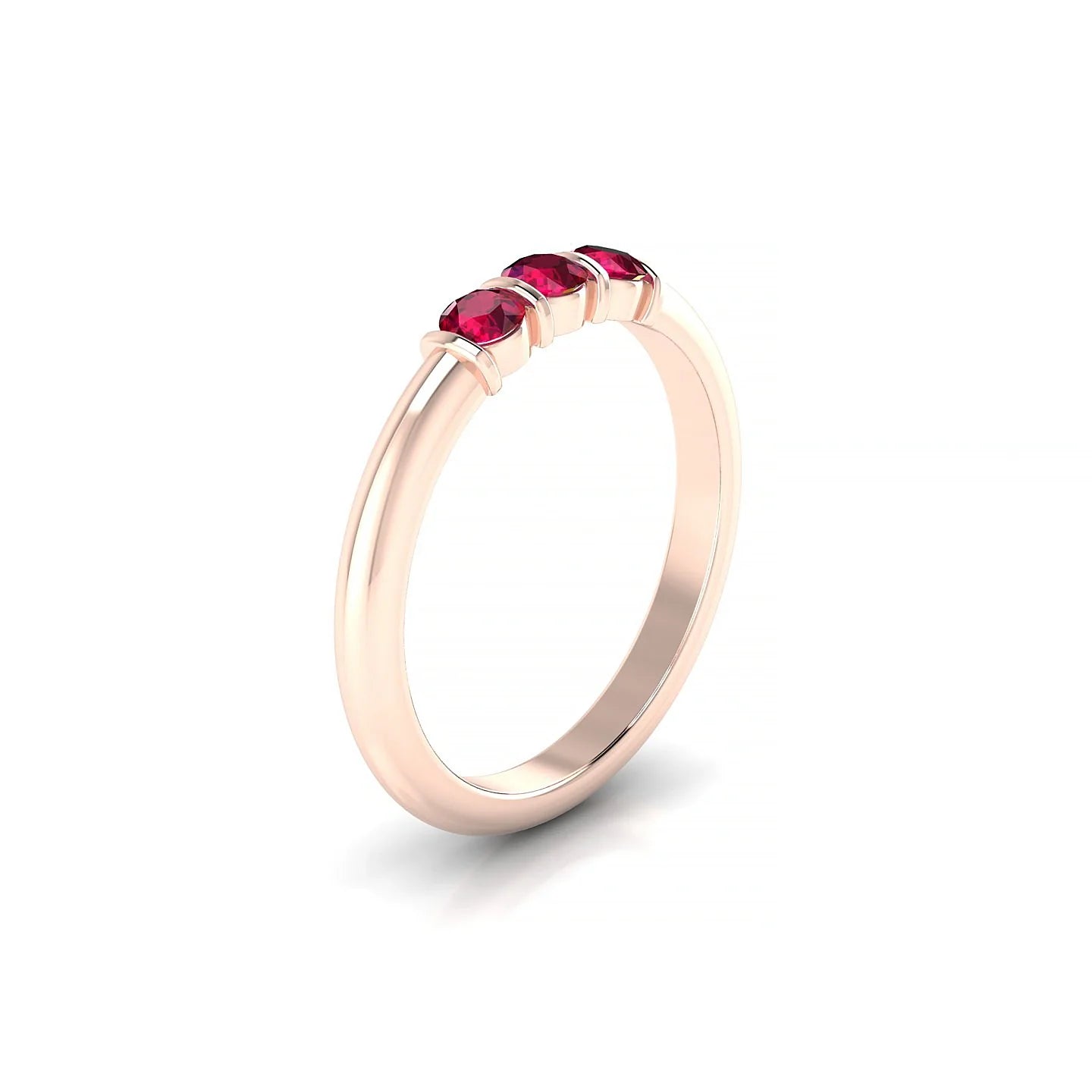 Ridge | 18k Rose Gold 3 mm Round Ruby Ring