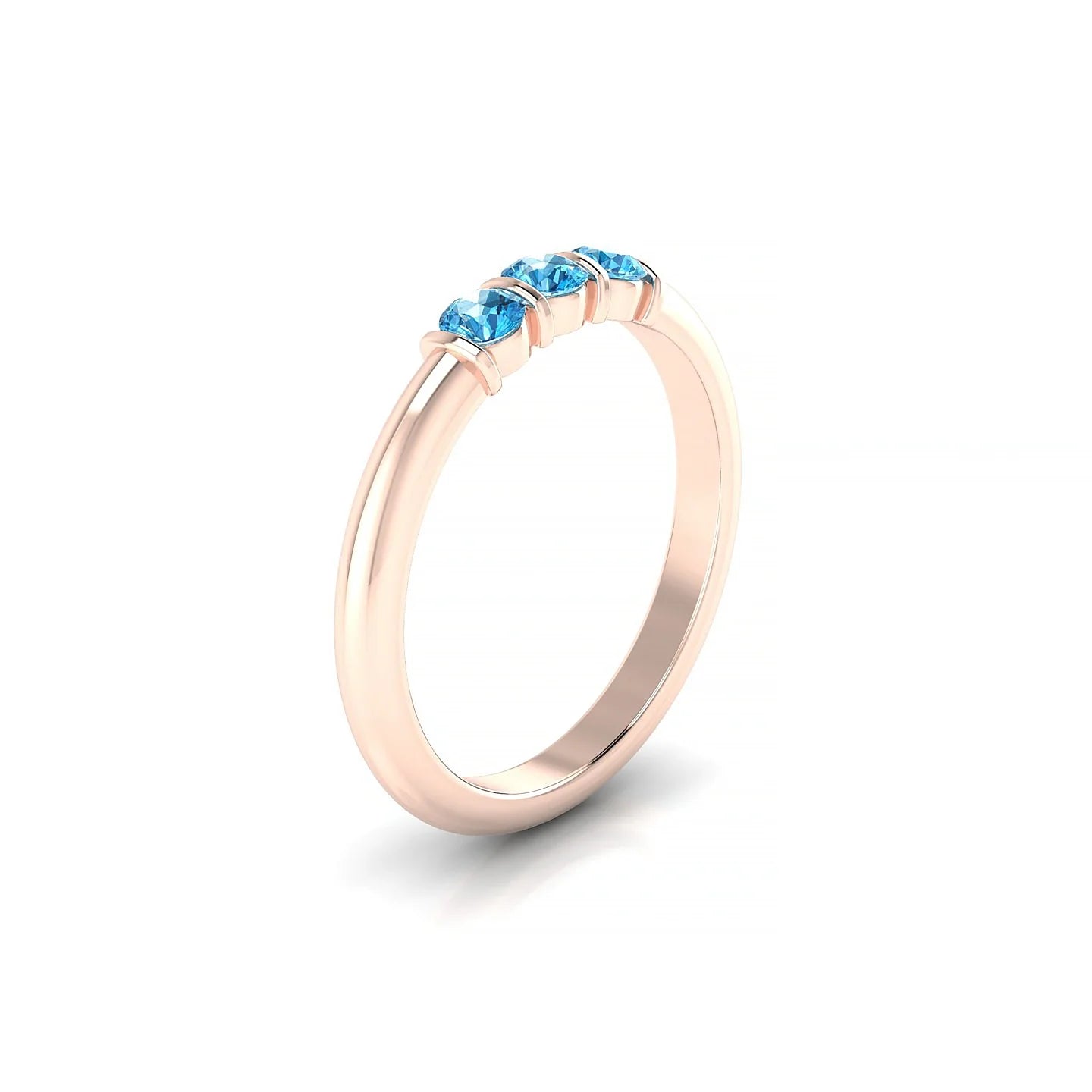 Ridge | 18k Rose Gold 3 mm Round Topaz Ring