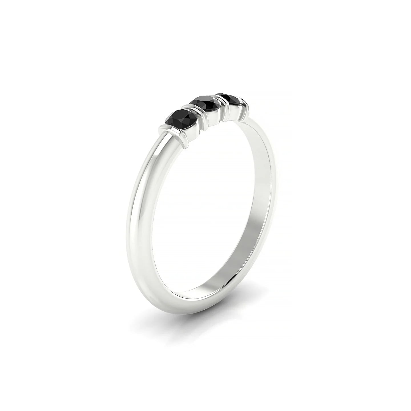 Ridge | 18k White Gold 3 mm Round Black Diamond Ring
