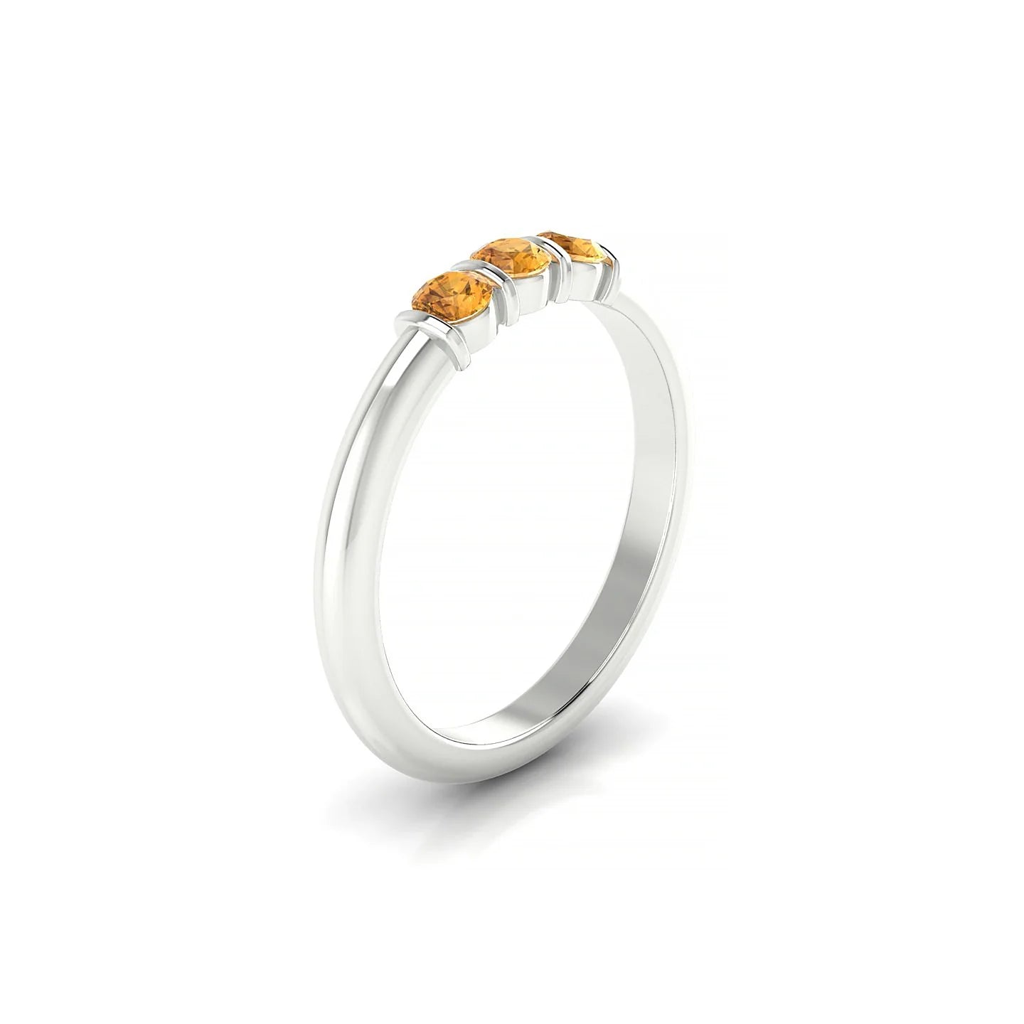 Ridge | 18k White Gold 3 mm Round Citrine Ring