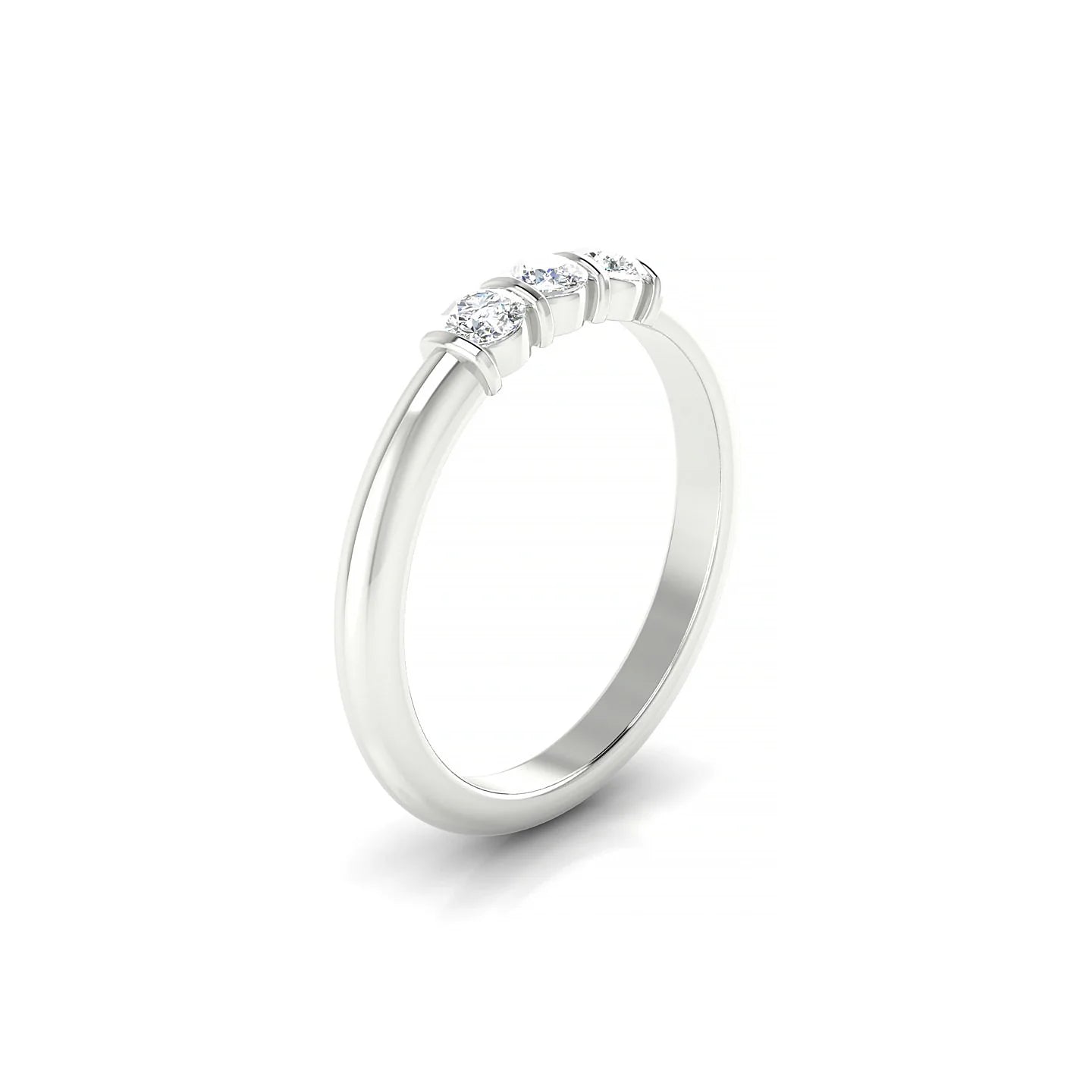Ridge | 18k White Gold 3 mm Round Diamond Ring