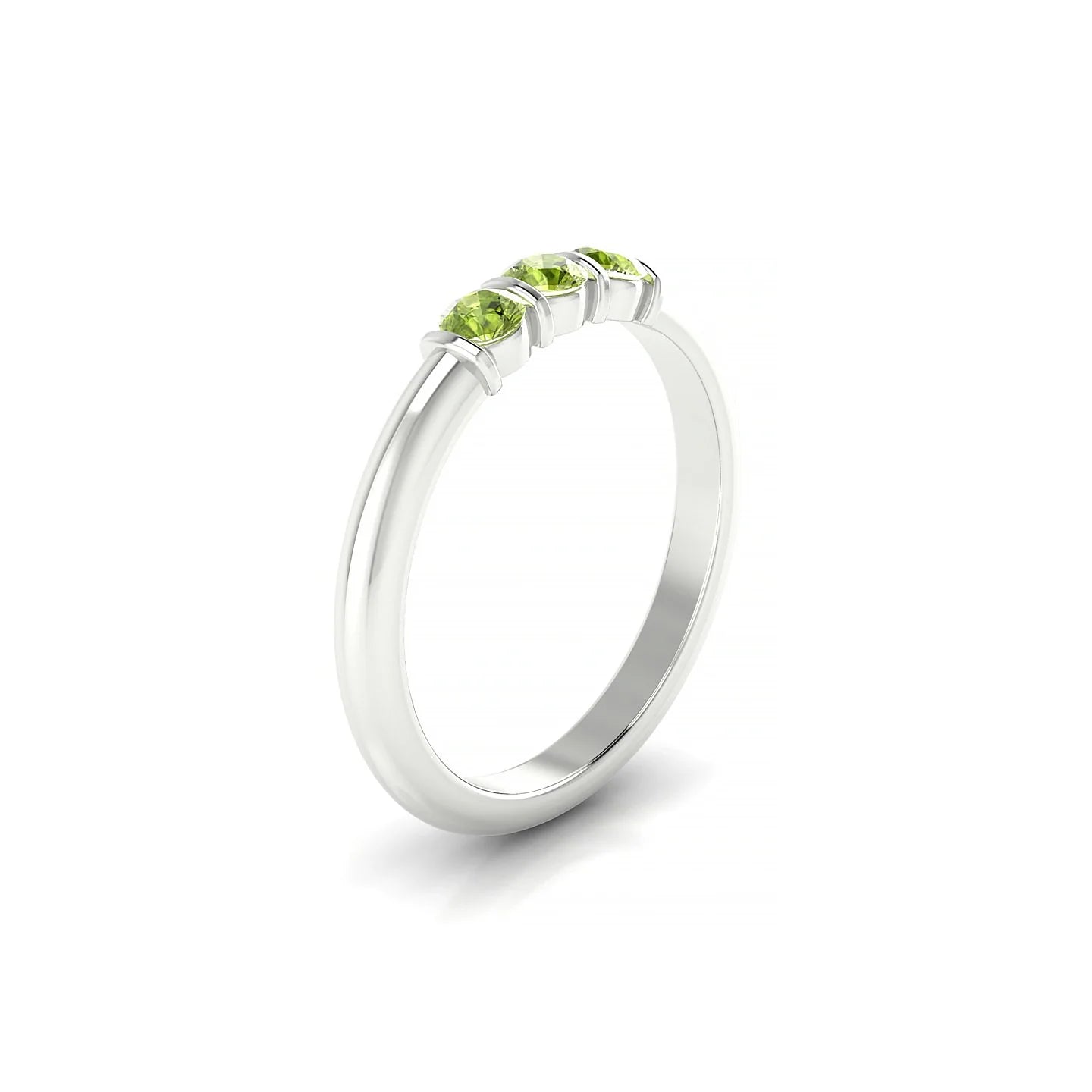 Ridge | 18k White Gold 3 mm Round Peridot Ring