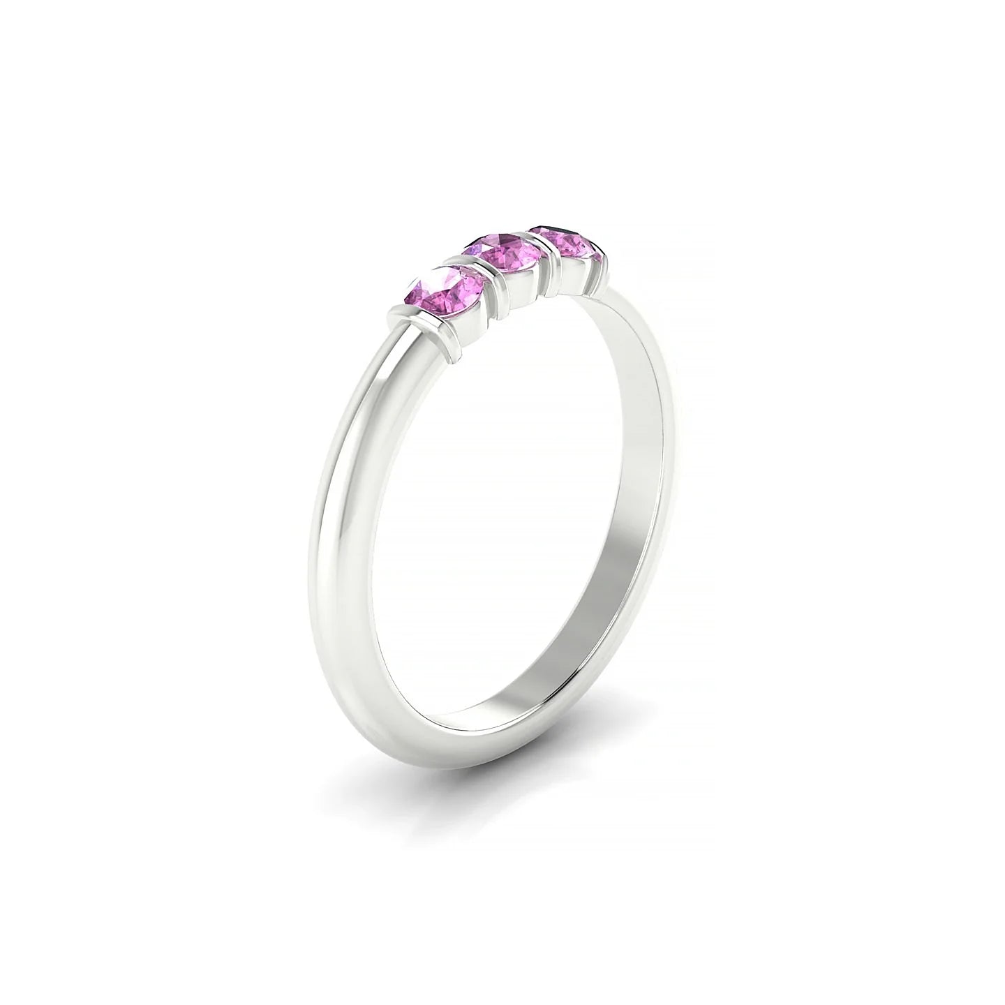 Ridge | 18k White Gold 3 mm Round Pink Sapphire Ring