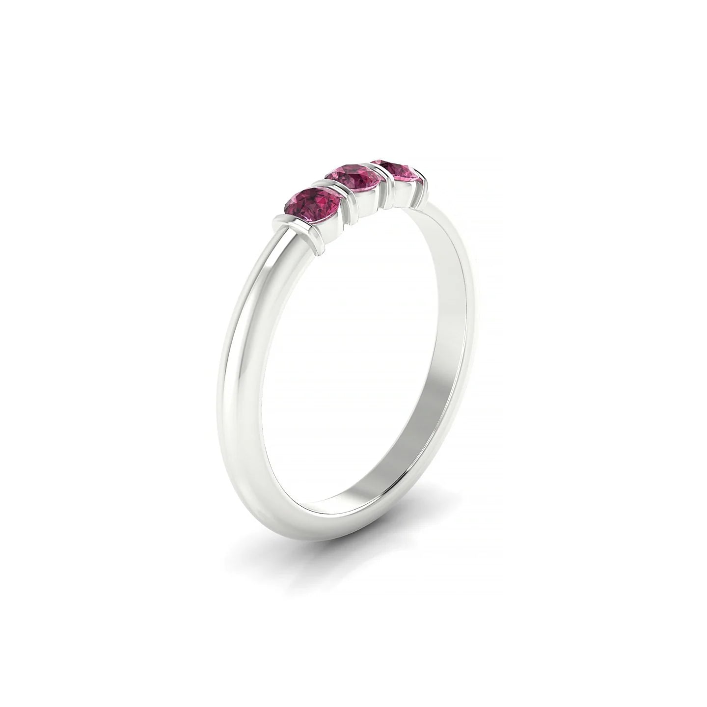 Ridge | 18k White Gold 3 mm Round Rhodolite Ring