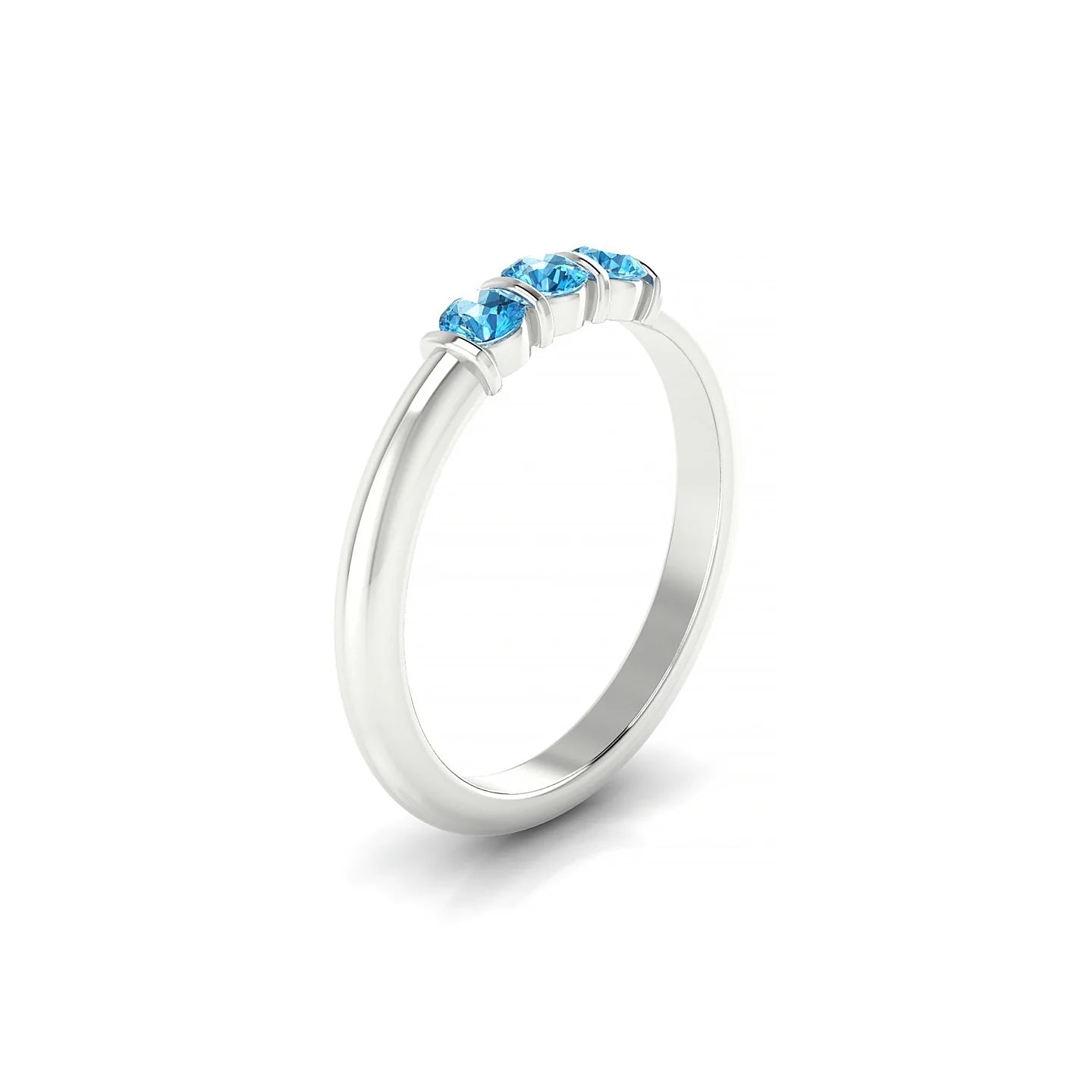 Ridge | 18k White Gold 3 mm Round Topaz Ring