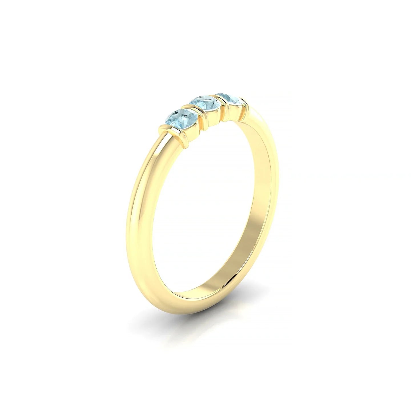 Ridge | 18k Yellow Gold 3 mm Round Aquamarine Ring