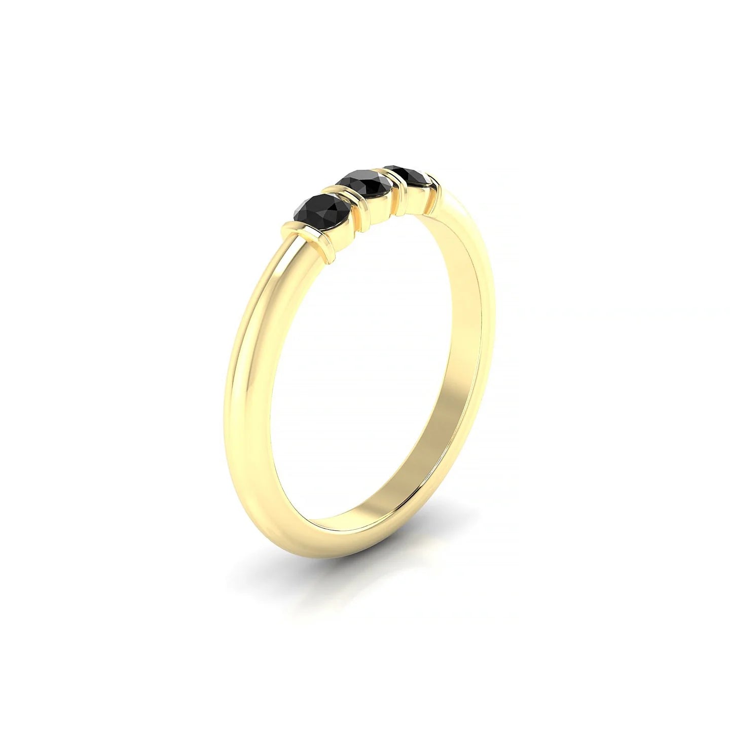 Ridge | 18k Yellow Gold 3 mm Round Black Diamond Ring