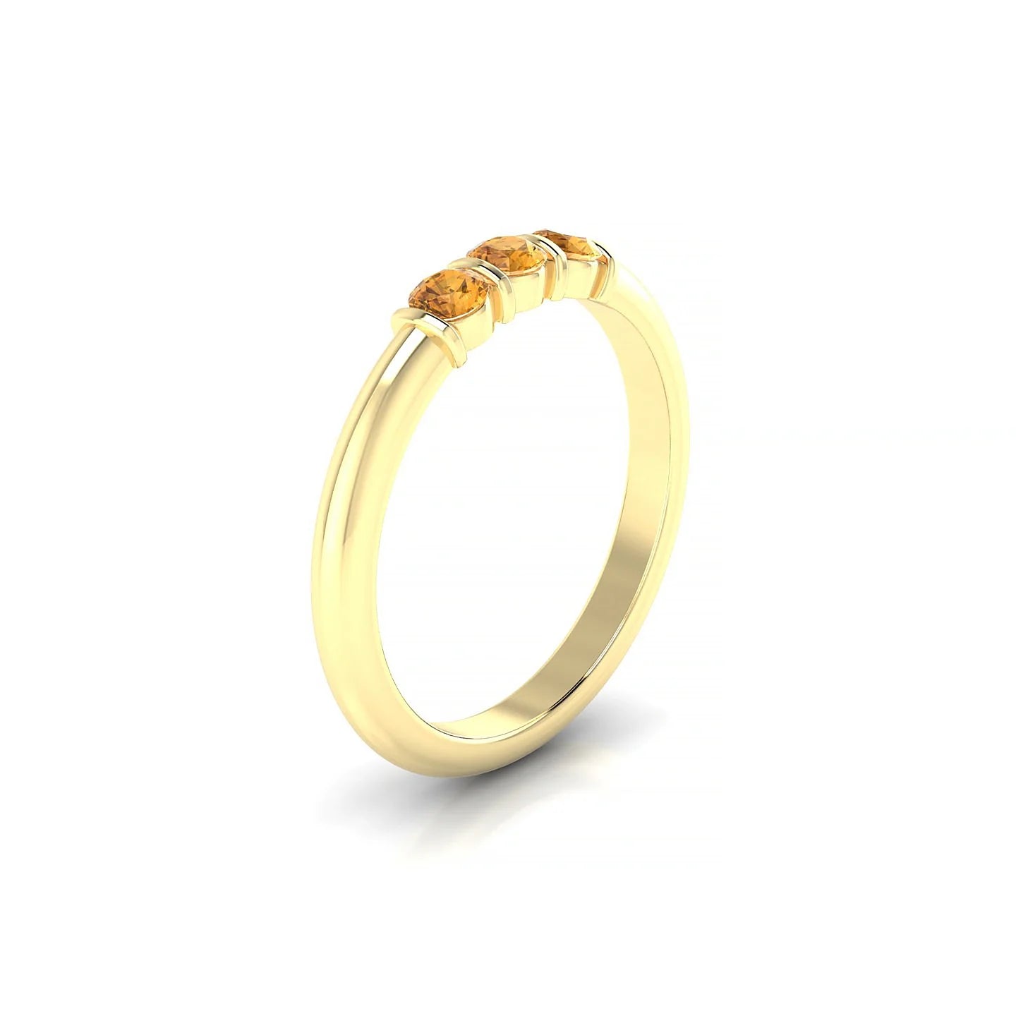 Ridge | 18k Yellow Gold 3 mm Round Citrine Ring