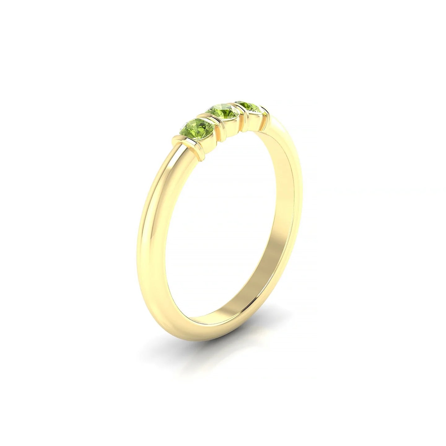 Ridge | 18k Yellow Gold 3 mm Round Peridot Ring