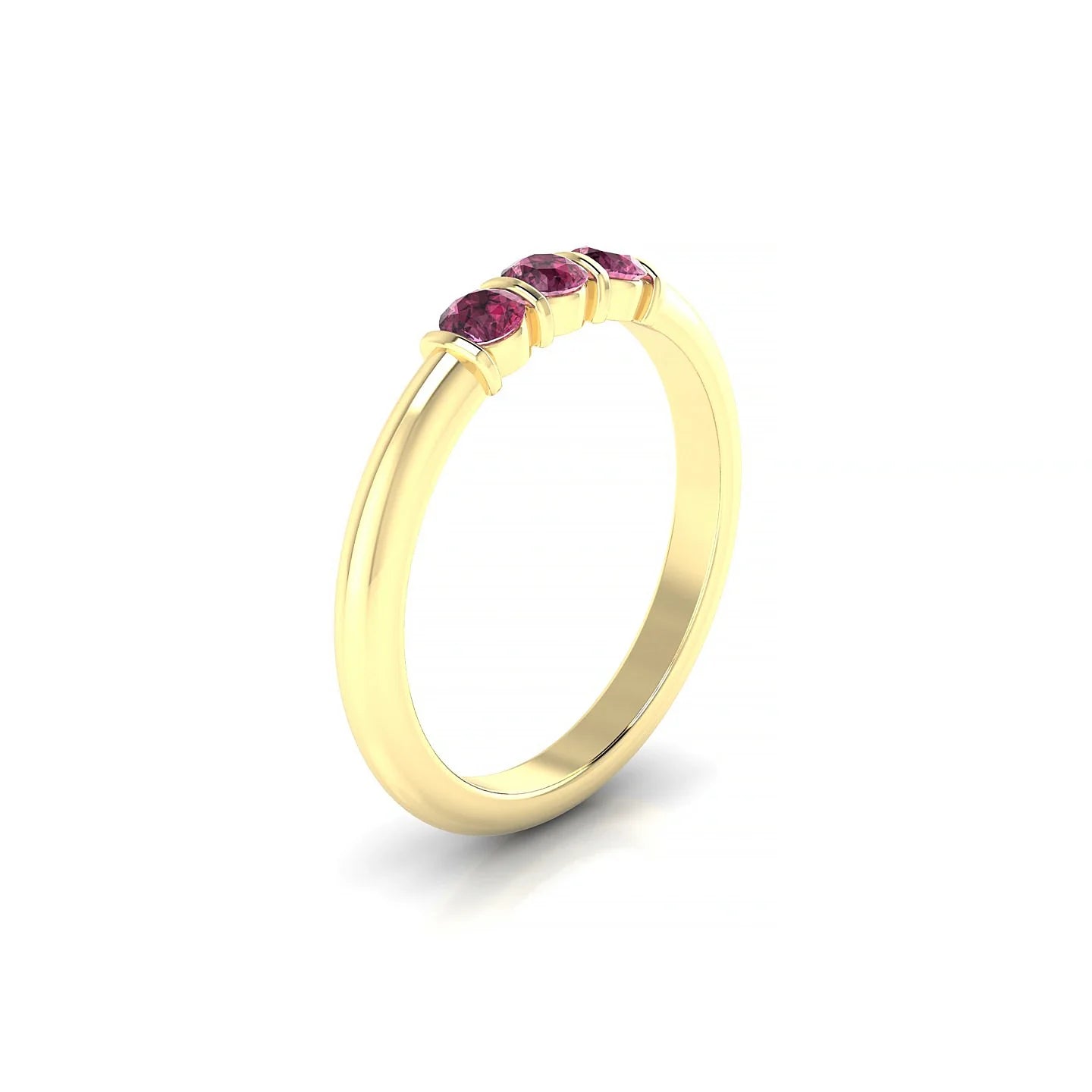 Ridge | 18k Yellow Gold 3 mm Round Rhodolite Ring
