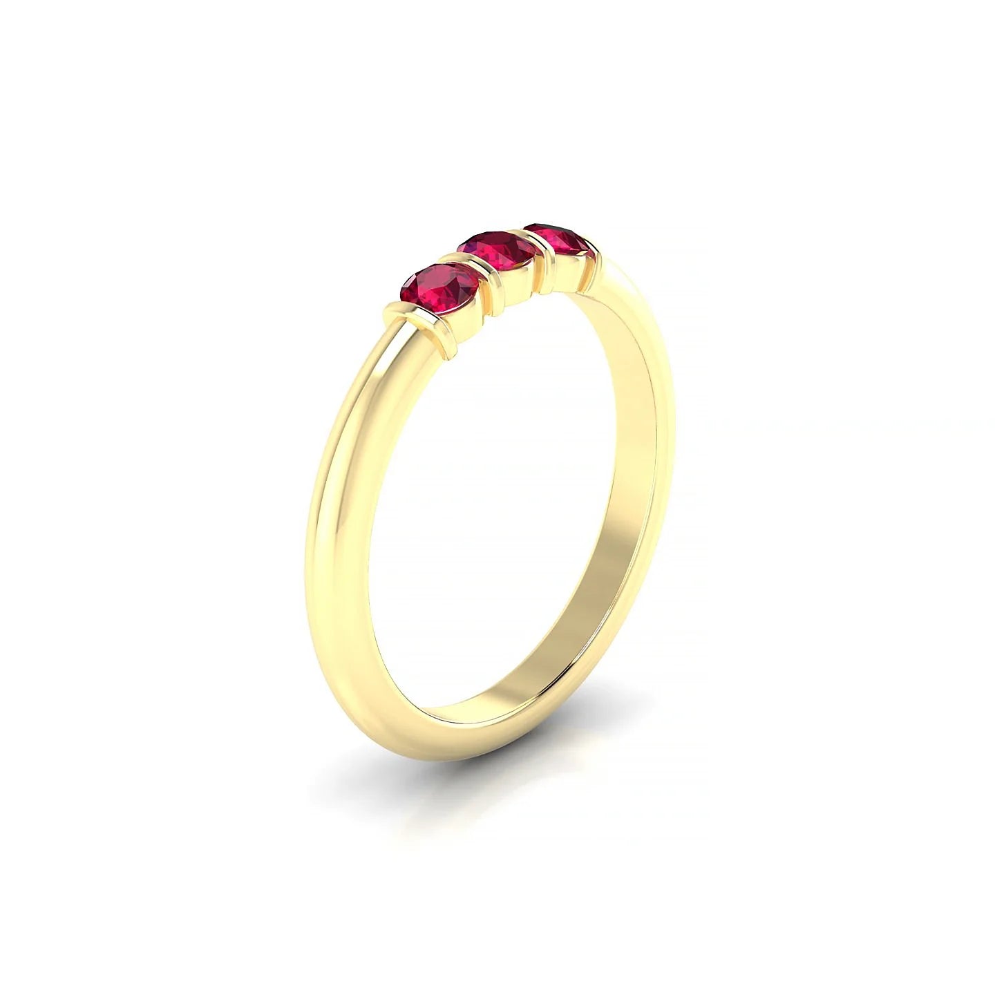 Ridge | 18k Yellow Gold 3 mm Round Ruby Ring