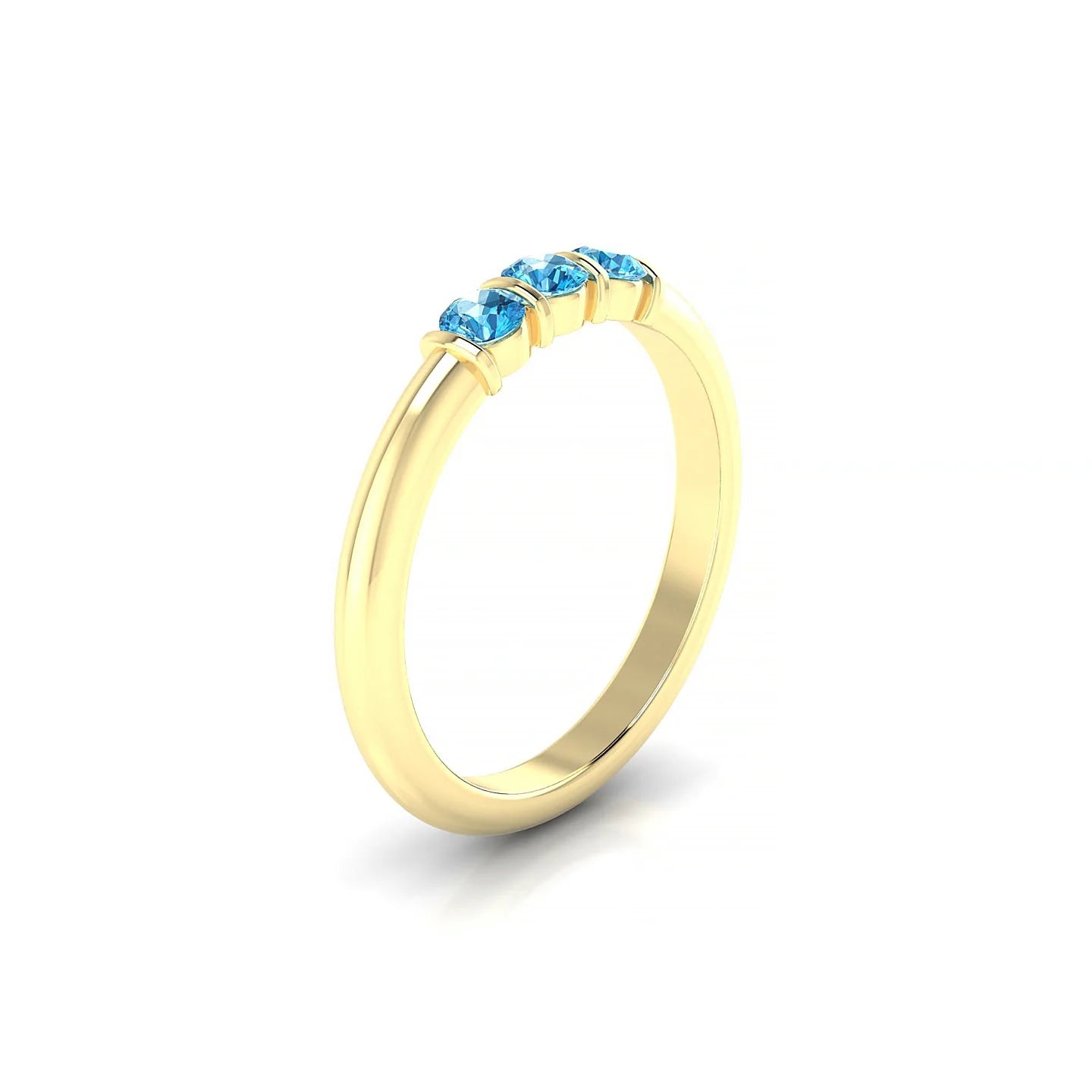 Ridge | 18k Yellow Gold 3 mm Round Topaz Ring