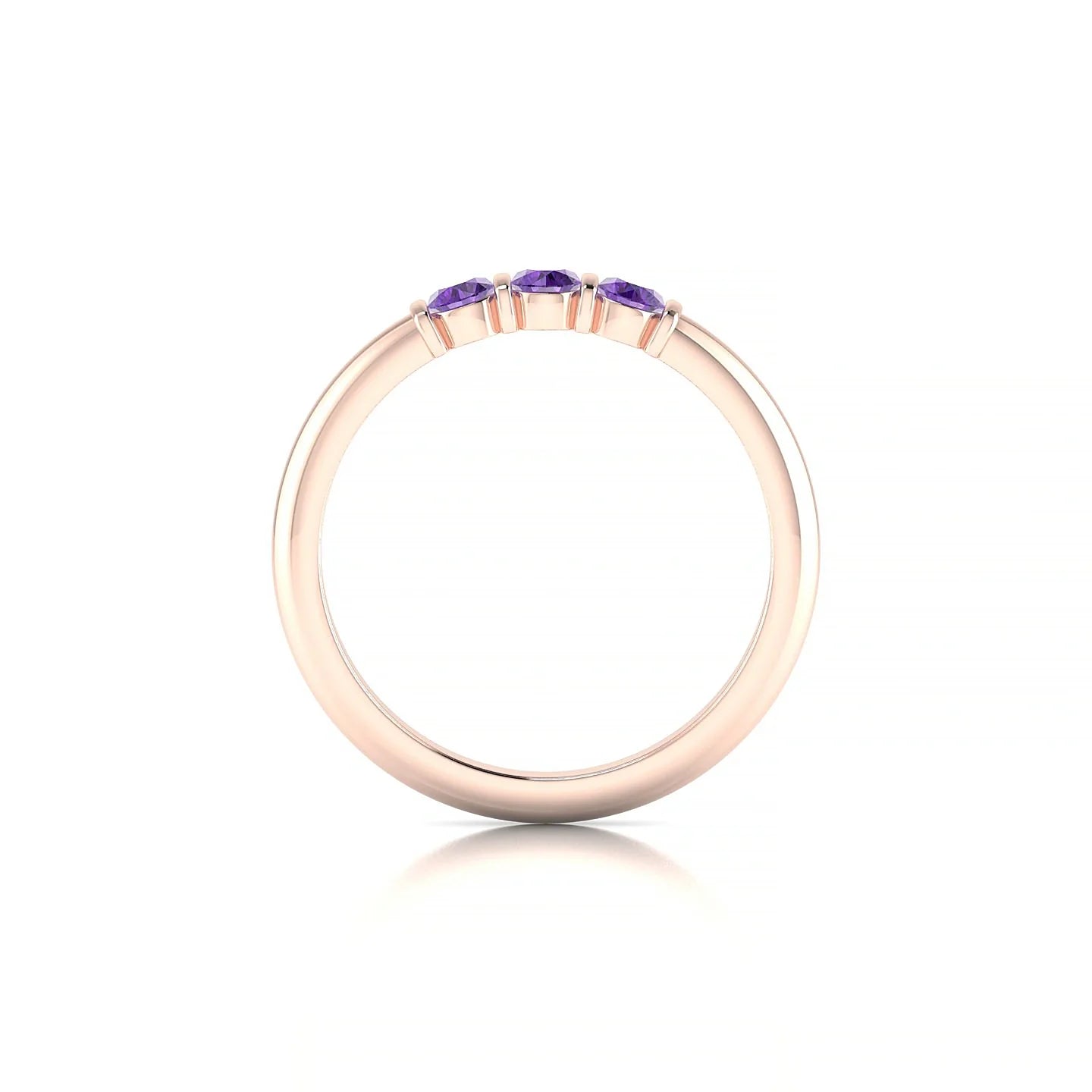 Ridge | 18k Rose Gold 3 mm Round Amethyst Ring