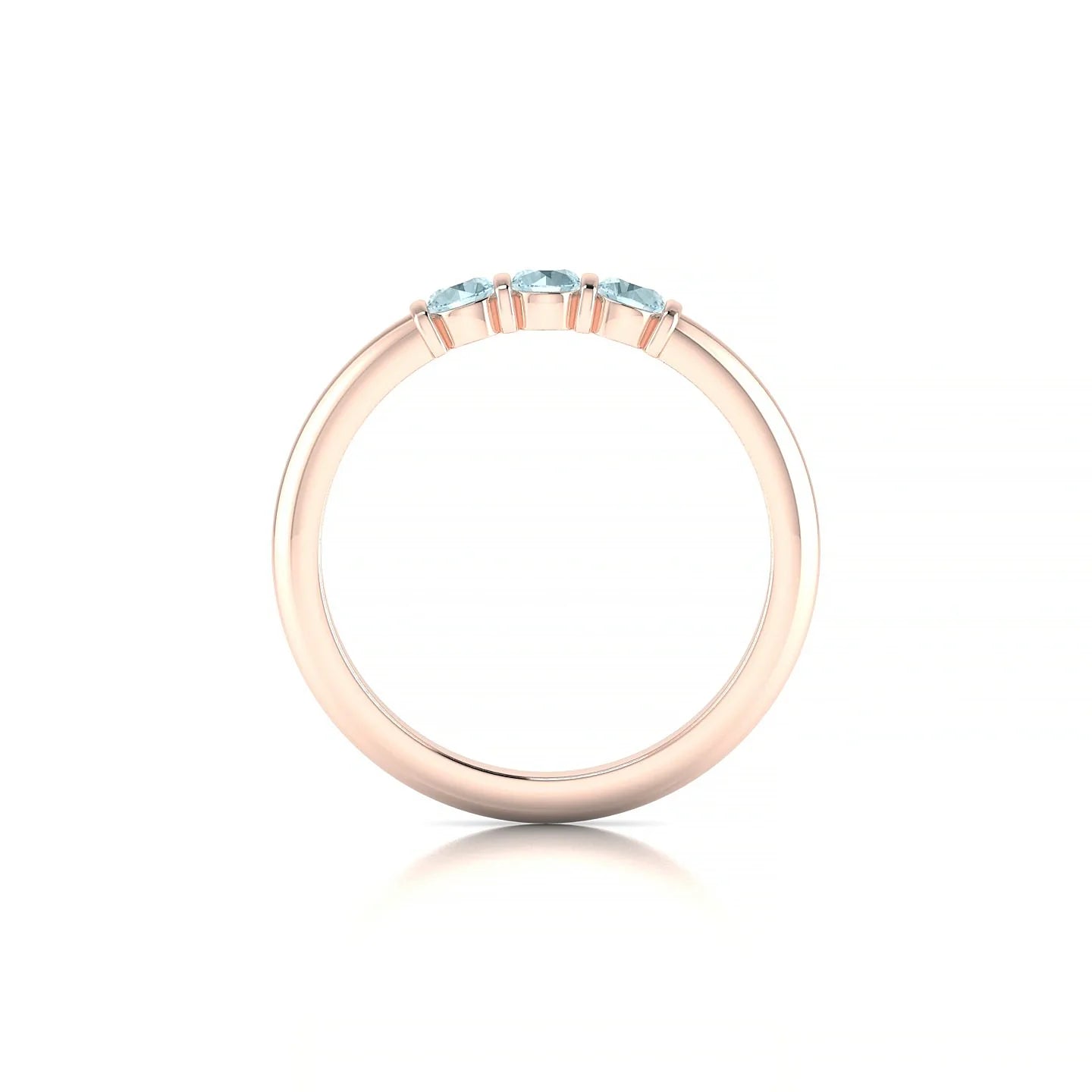 Ridge | 18k Rose Gold 3 mm Round Aquamarine Ring
