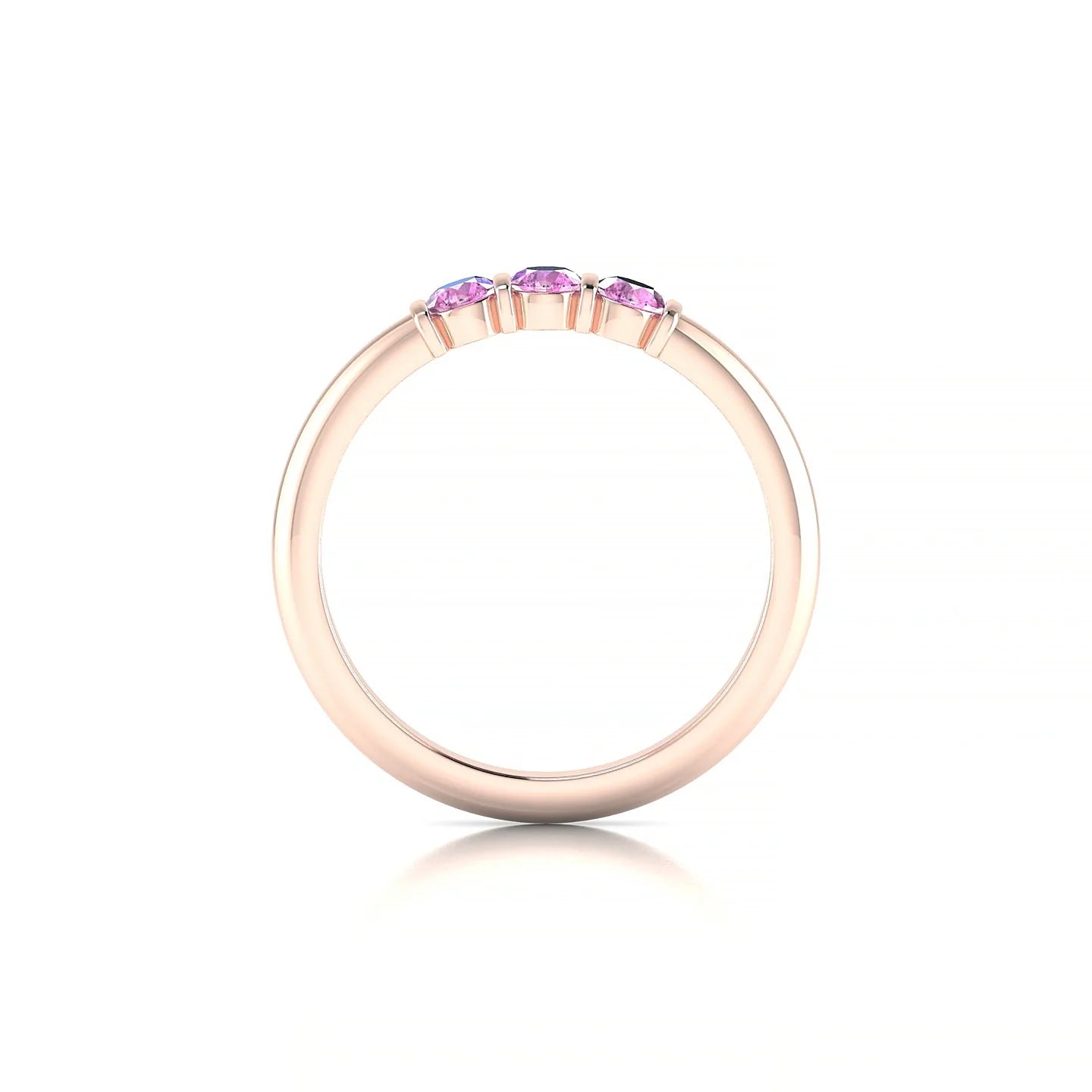 Ridge | 18k Rose Gold 3 mm Round Pink Sapphire Ring