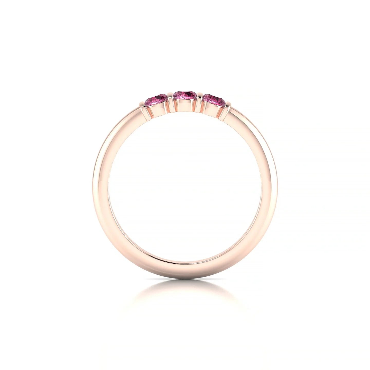 Ridge | 18k Rose Gold 3 mm Round Rhodolite Ring