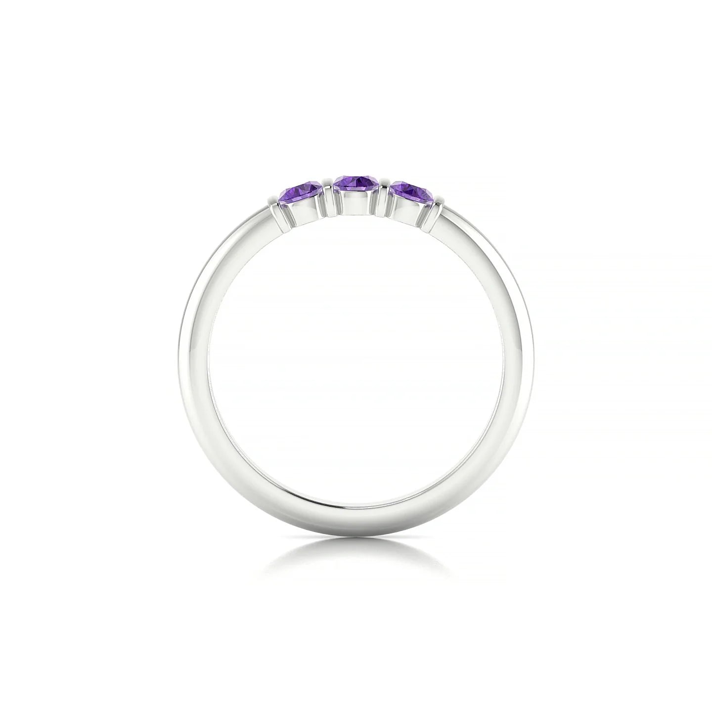 Ridge | 18k White Gold 3 mm Round Amethyst Ring