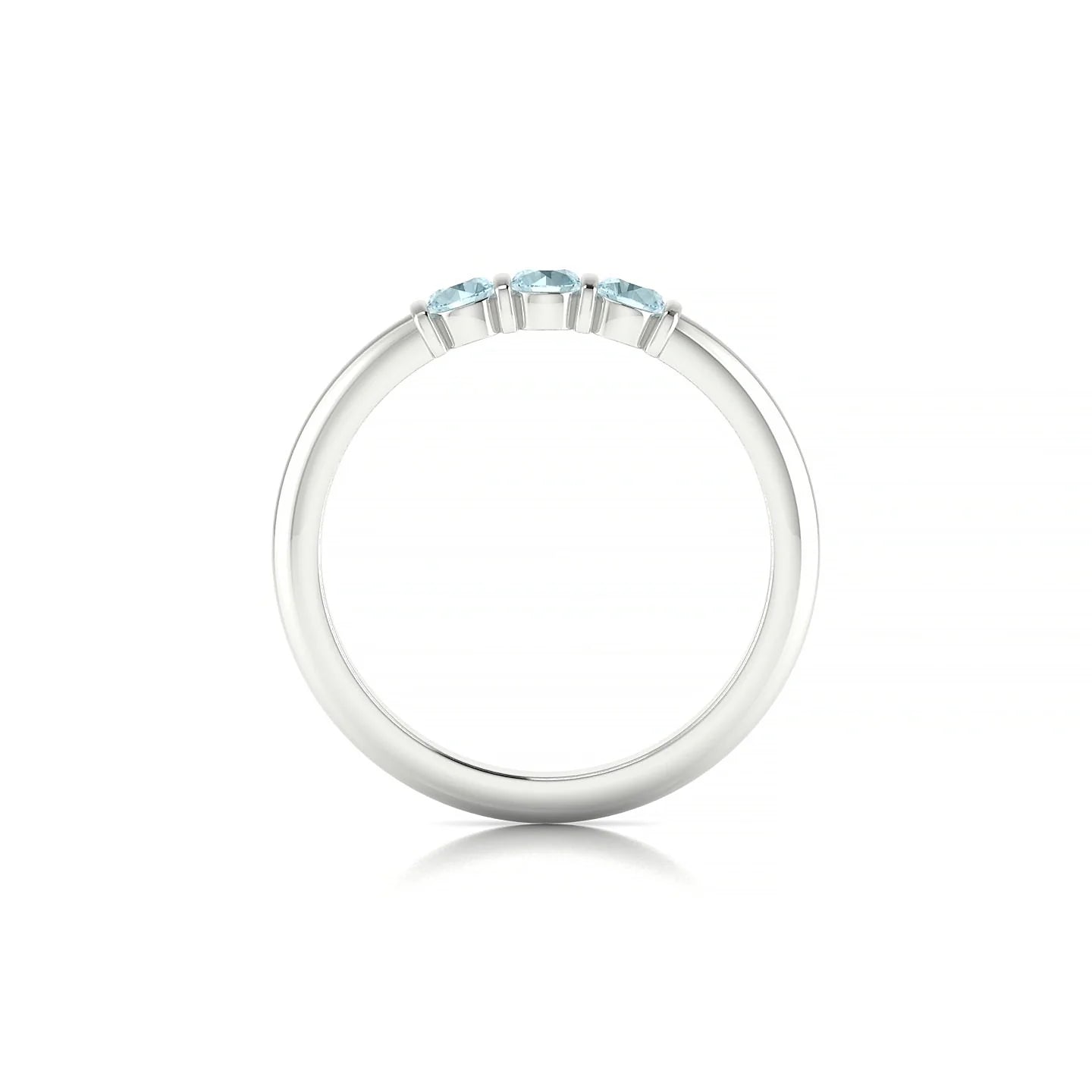 Ridge | 18k White Gold 3 mm Round Aquamarine Ring