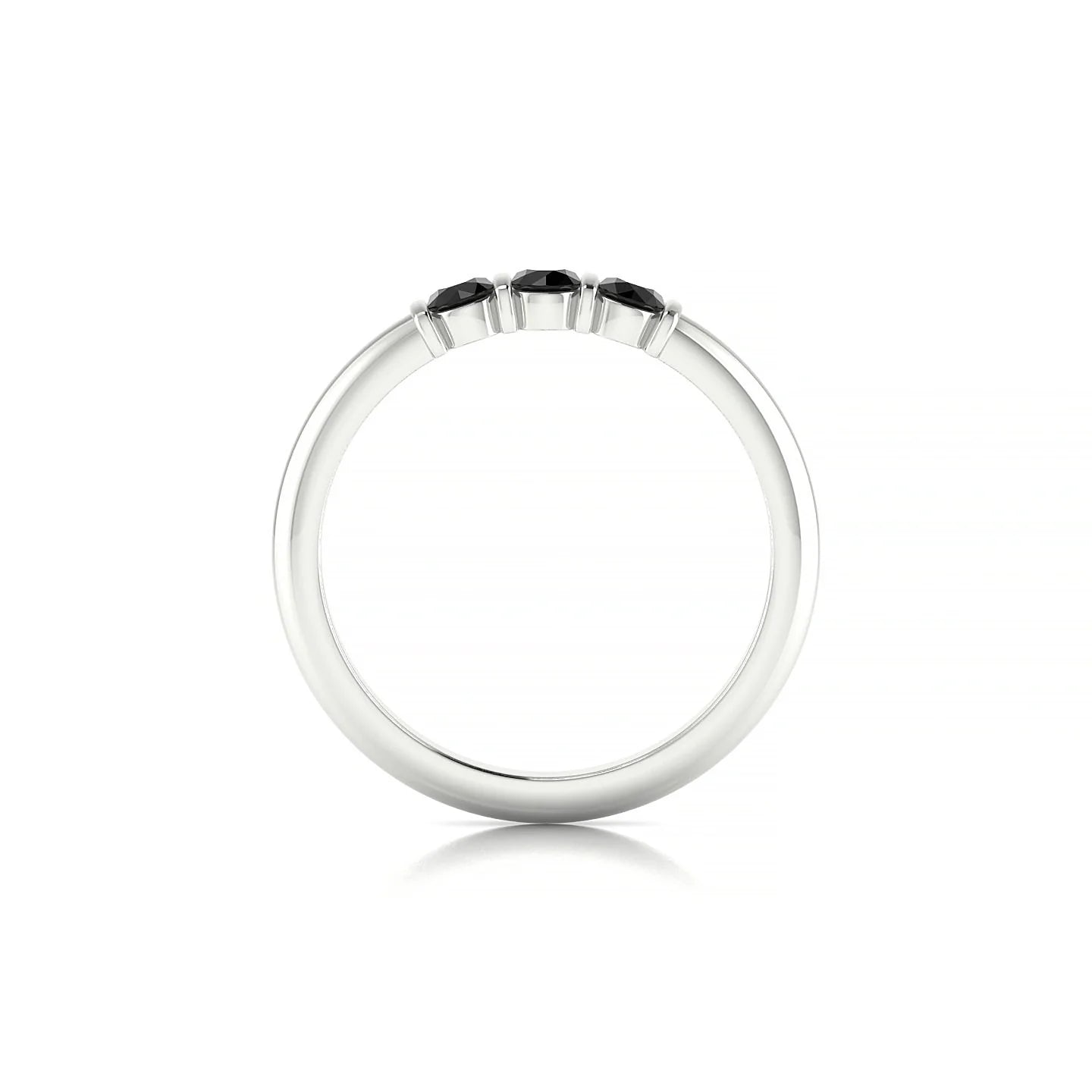 Ridge | 18k White Gold 3 mm Round Black Diamond Ring