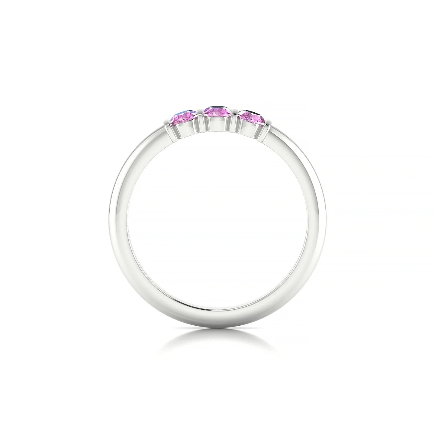 Ridge | 18k White Gold 3 mm Round Pink Sapphire Ring