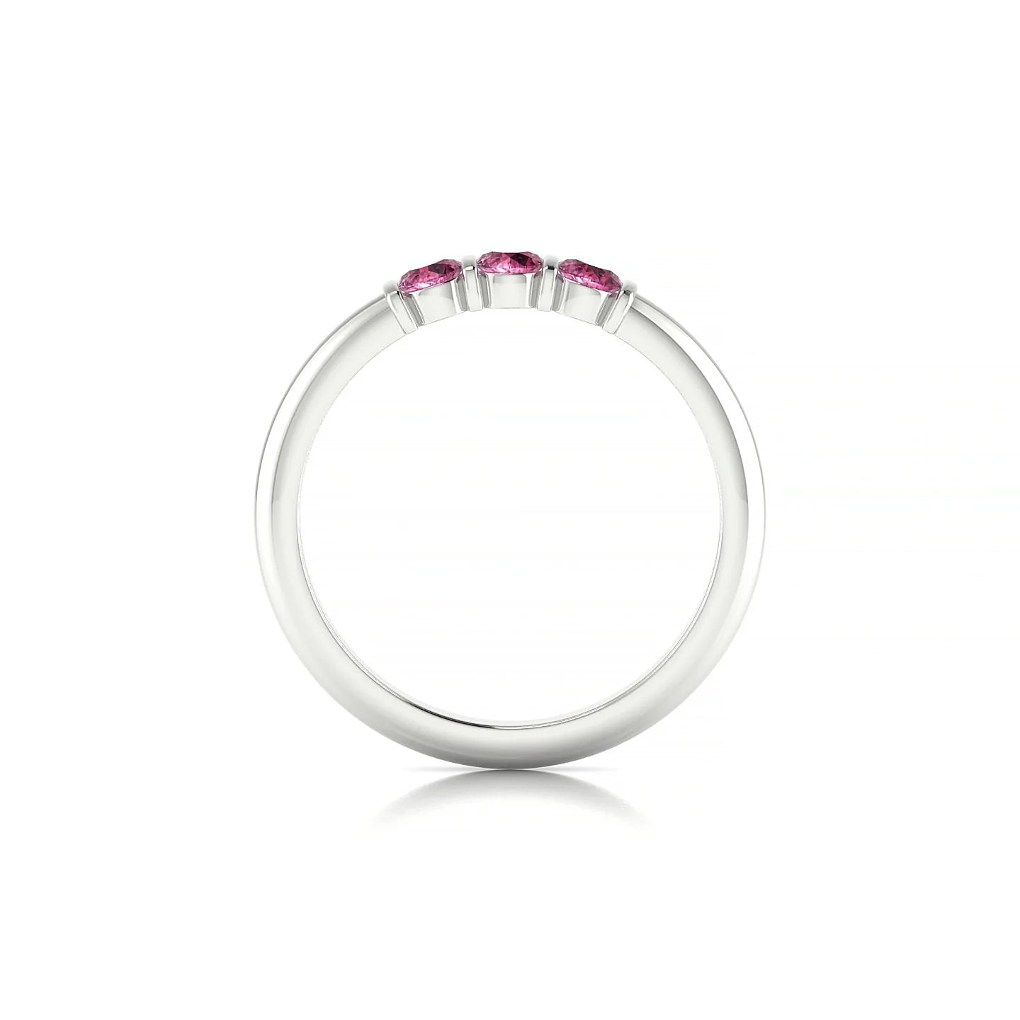 Ridge | 18k White Gold 3 mm Round Rhodolite Ring