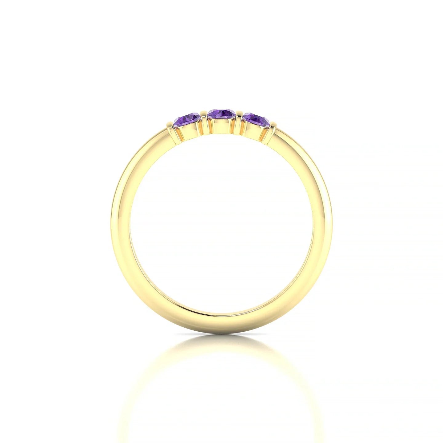 Ridge | 18k Yellow Gold 3 mm Round Amethyst Ring