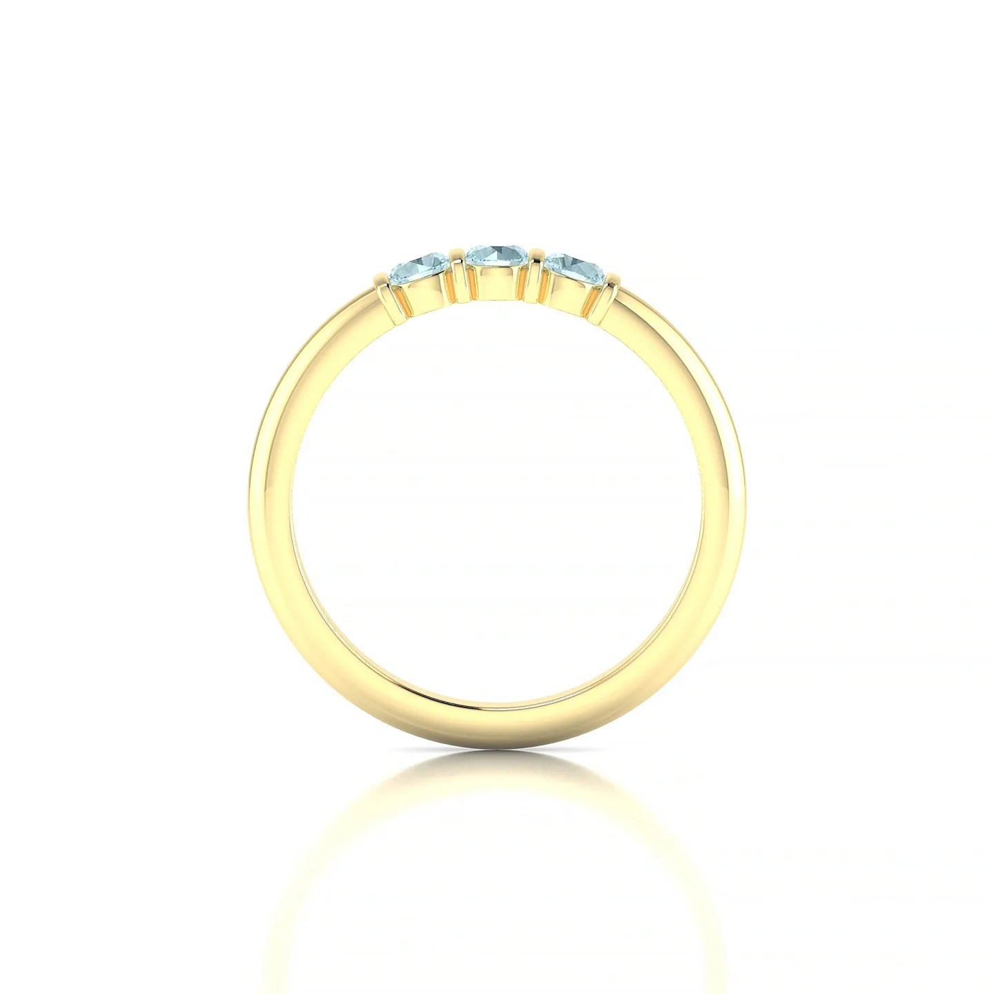 Ridge | 18k Yellow Gold 3 mm Round Aquamarine Ring