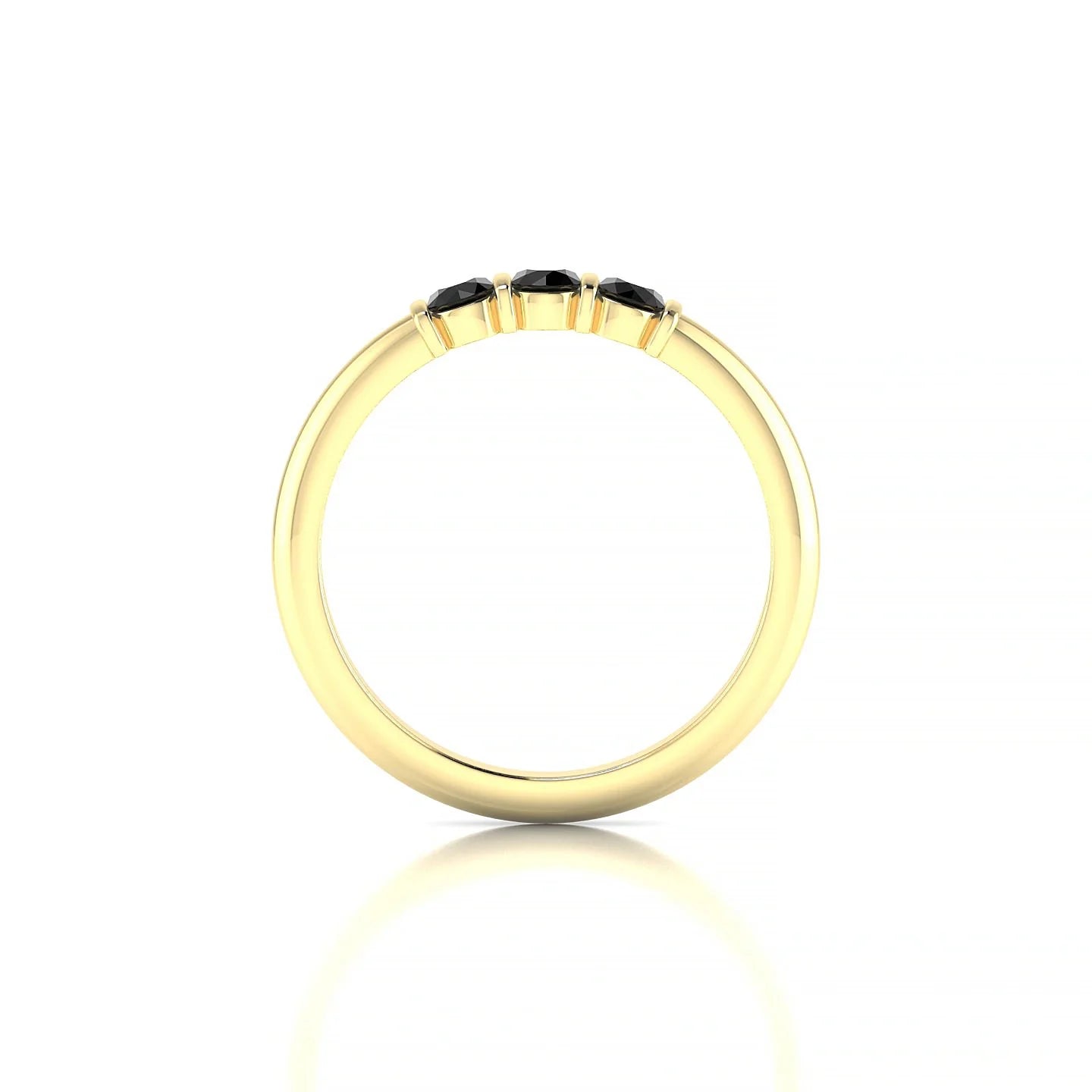Ridge | 18k Yellow Gold 3 mm Round Black Diamond Ring