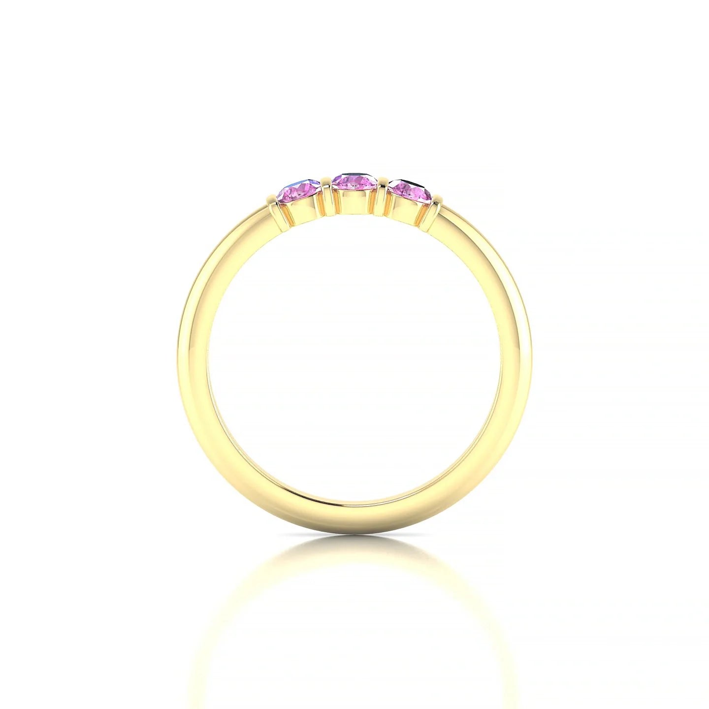 Ridge | 18k Yellow Gold 3 mm Round Pink Sapphire Ring
