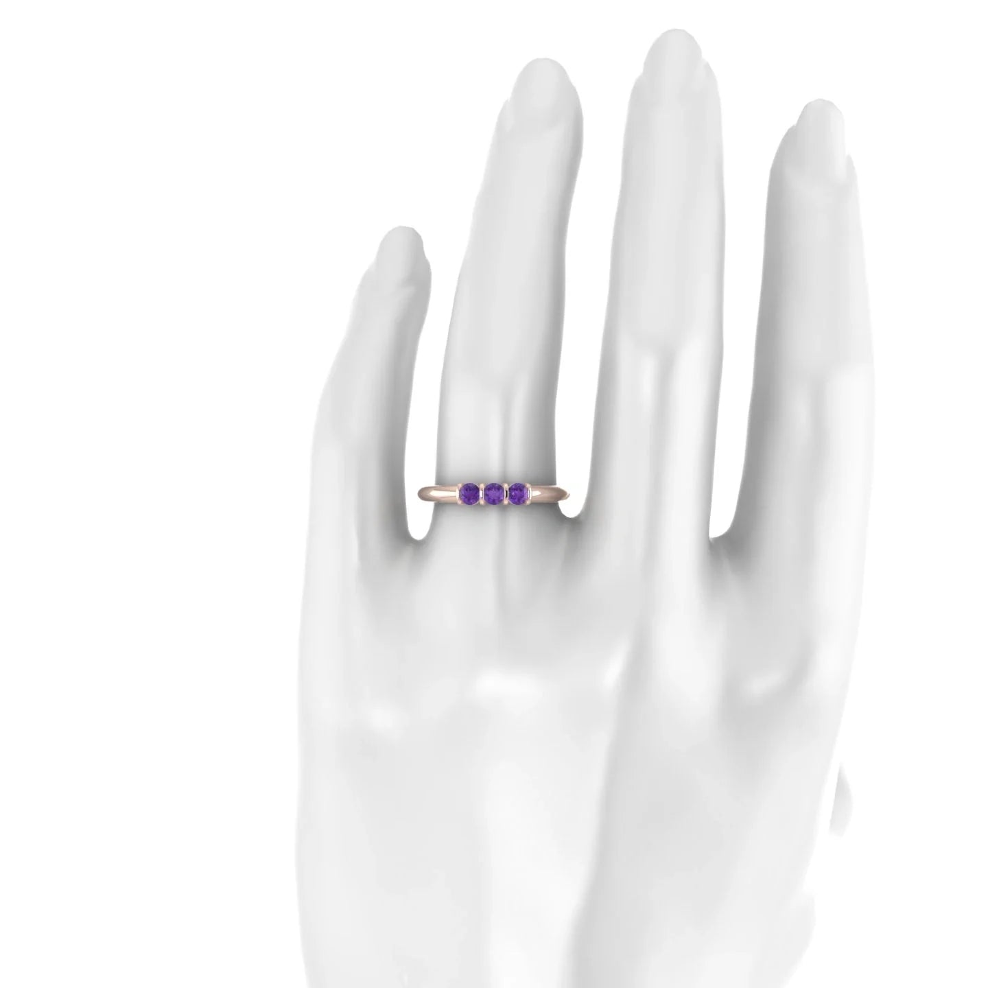 Ridge | 18k Rose Gold 3 mm Round Amethyst Ring