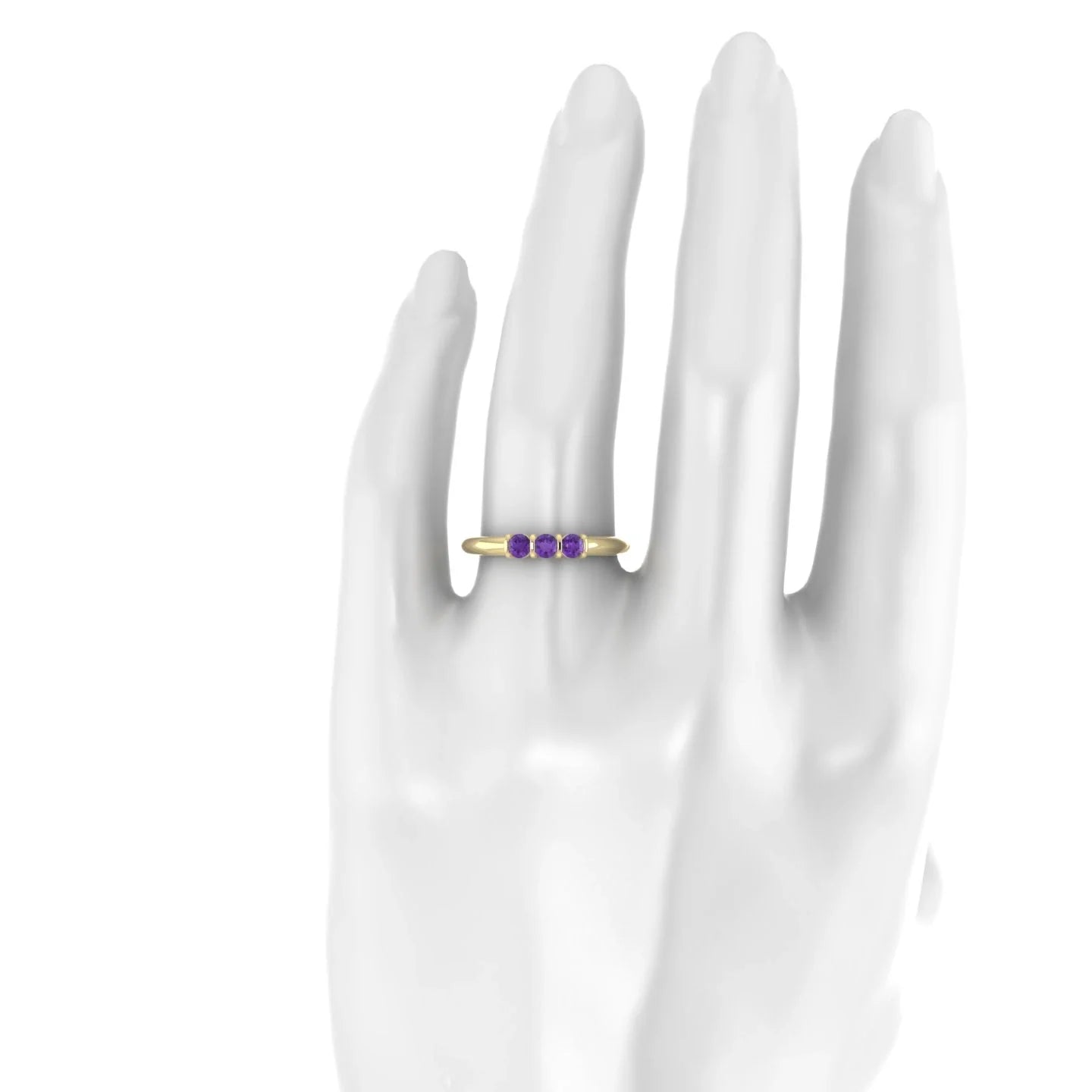 Ridge | 18k Yellow Gold 3 mm Round Amethyst Ring