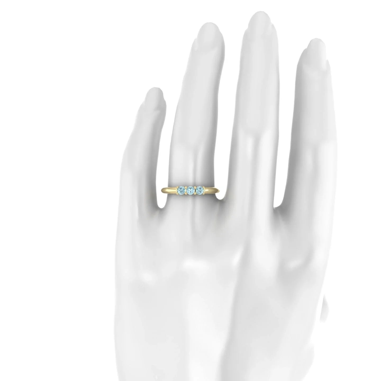 Ridge | 18k Yellow Gold 3 mm Round Aquamarine Ring