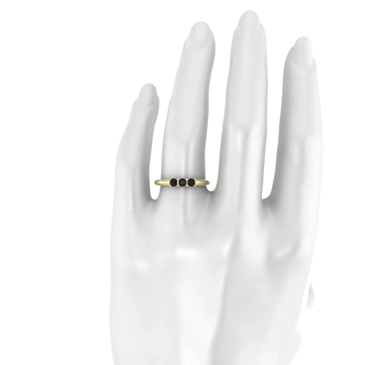Ridge | 18k Yellow Gold 3 mm Round Black Diamond Ring