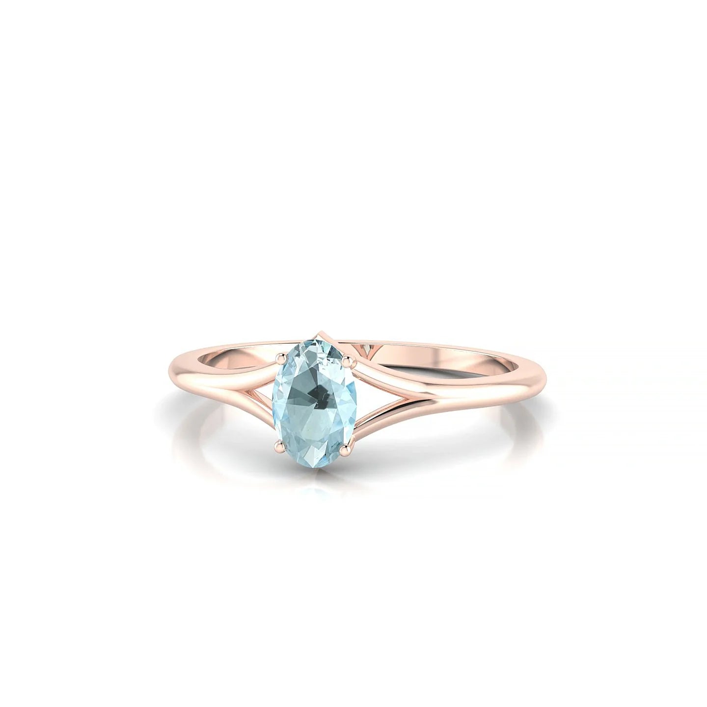 Rise | 18k Rose Gold 6 x 4 mm Oval Aquamarine Ring