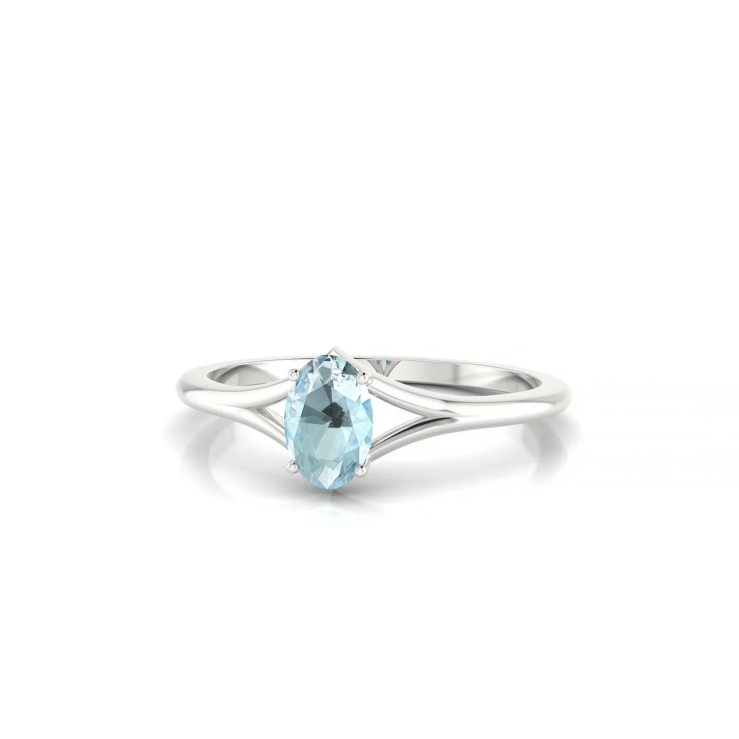 Rise | 18k White Gold 6 x 4 mm Oval Aquamarine Ring