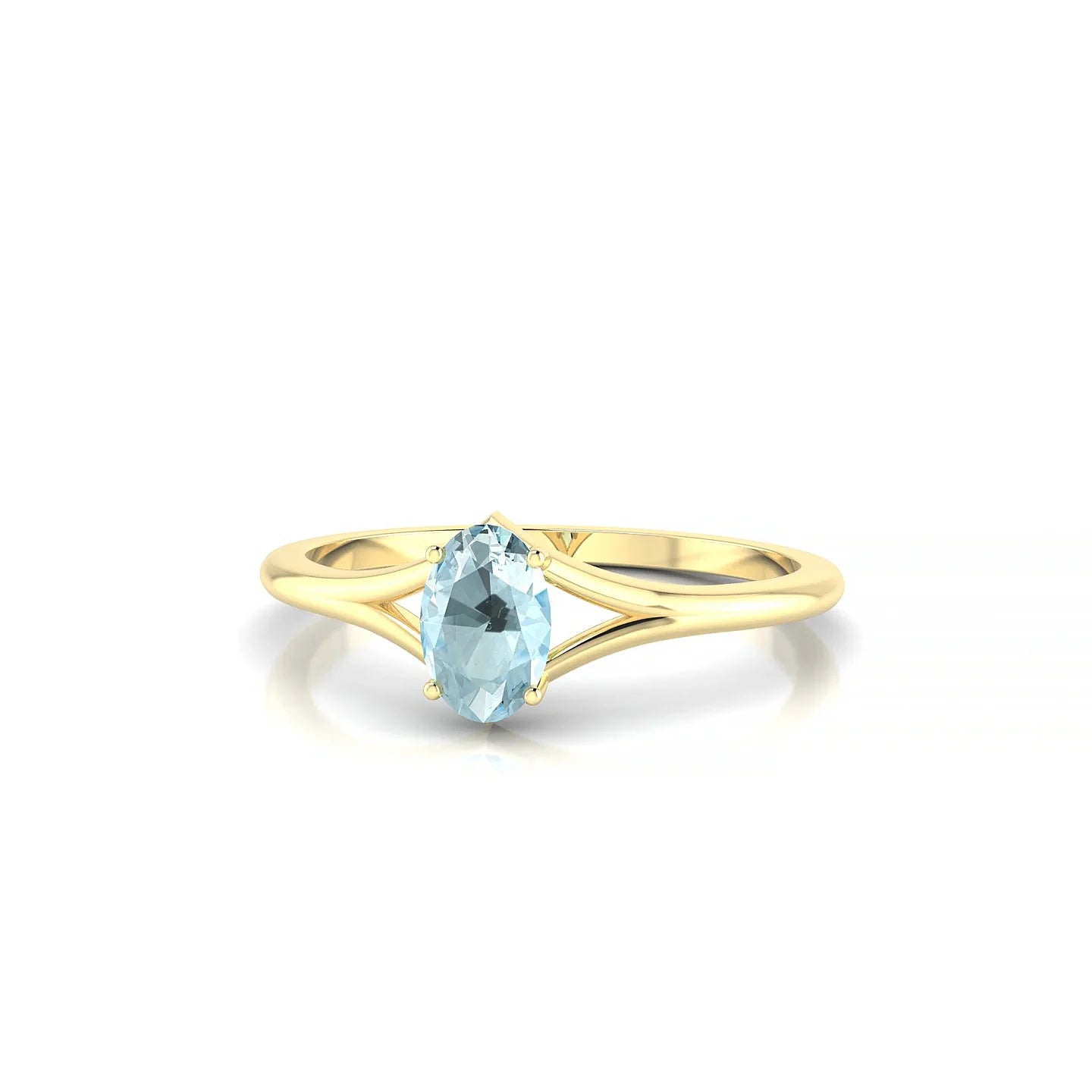 Rise | 18k Yellow Gold 6 x 4 mm Oval Aquamarine Ring