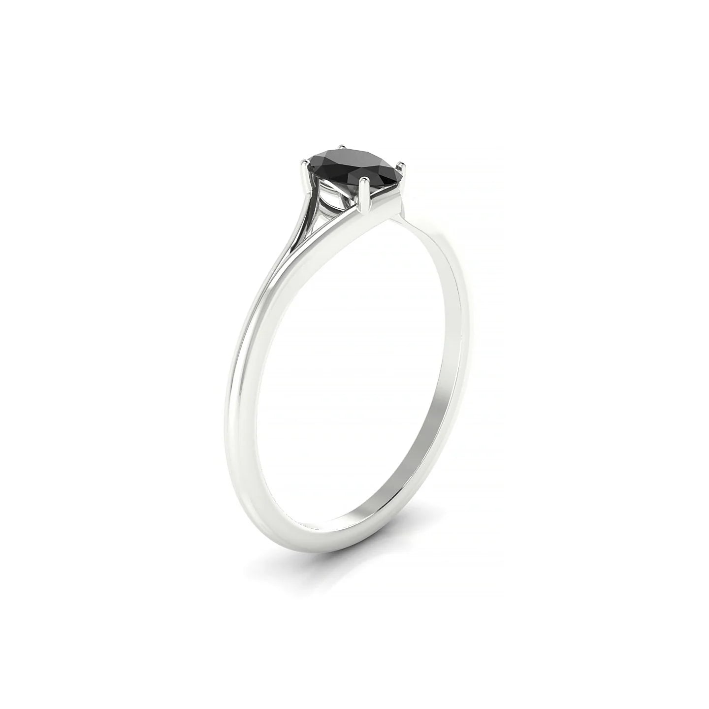 Rise | 18k White Gold 6 x 4 mm Oval Black Diamond Ring