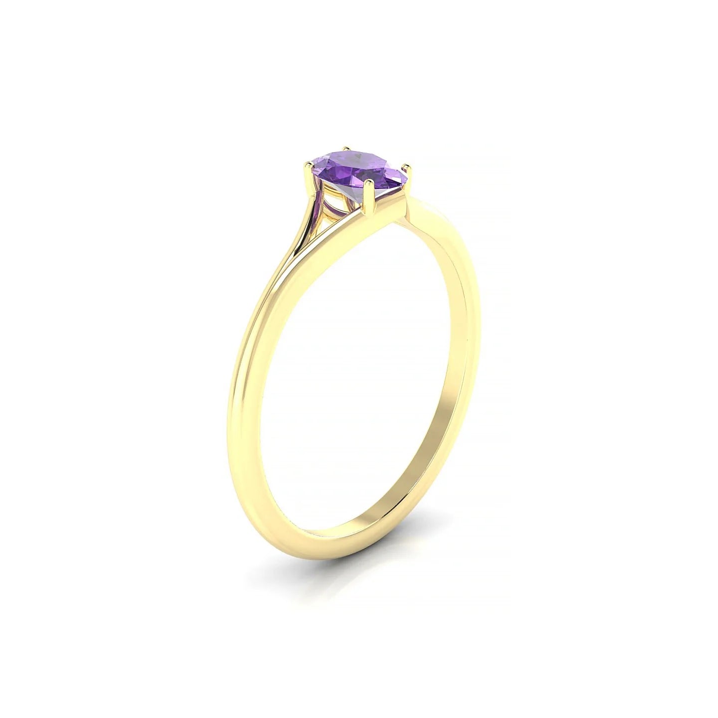 Rise | 18k Yellow Gold 6 x 4 mm Oval Amethyst Ring