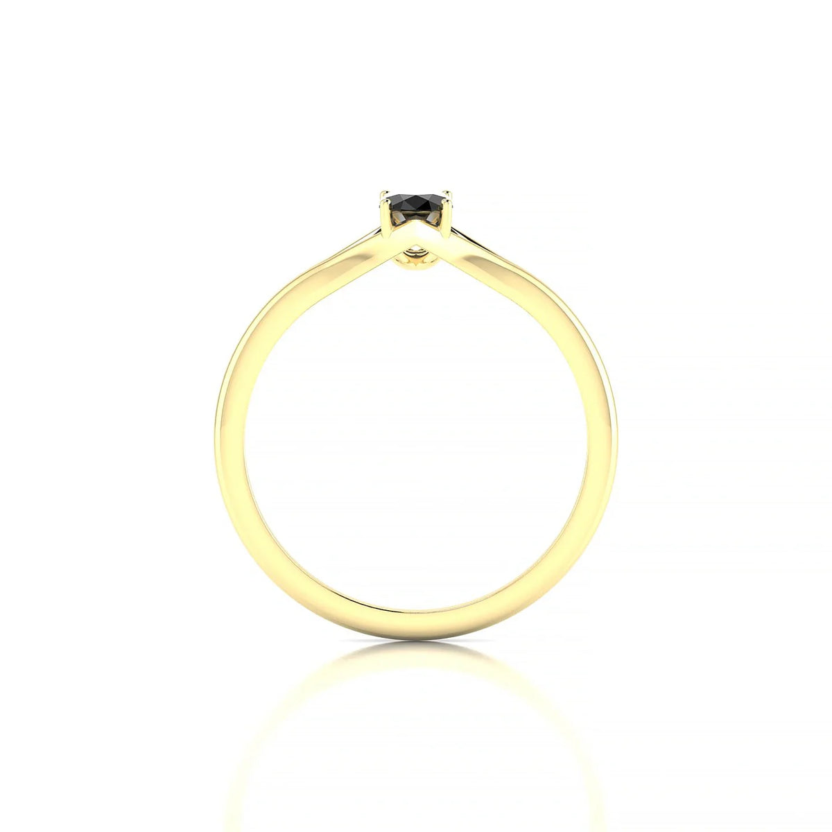 Rise | 18k Yellow Gold 6 x 4 mm Oval Black Diamond Ring