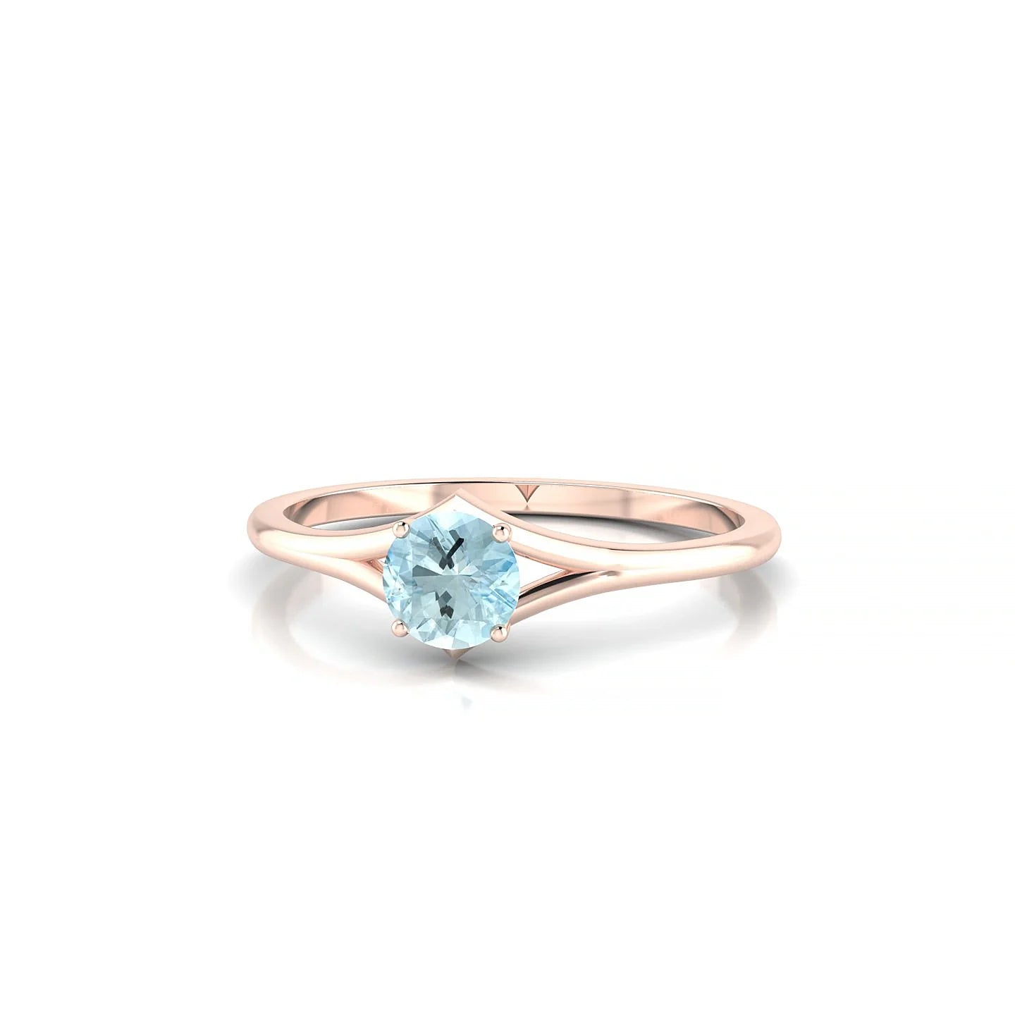 Rise | 18k Rose Gold 4.5 mm Round Aquamarine Ring