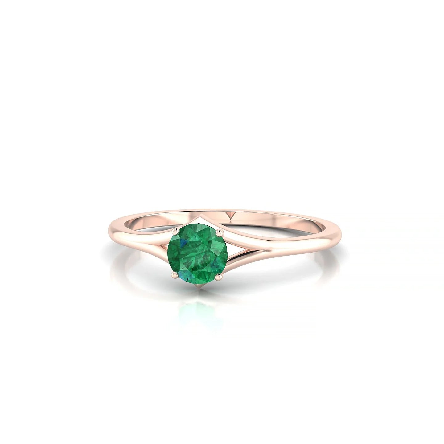 Rise | 18k Rose Gold 4.5 mm Round Emerald Ring