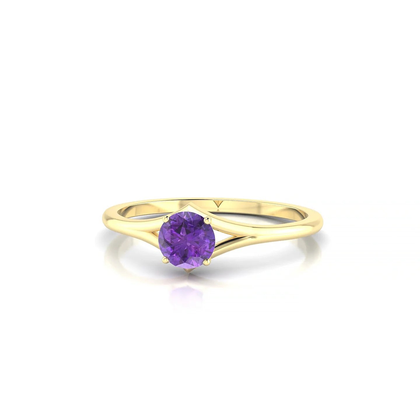 Rise | 18k Yellow Gold 4.5 mm Round Amethyst Ring
