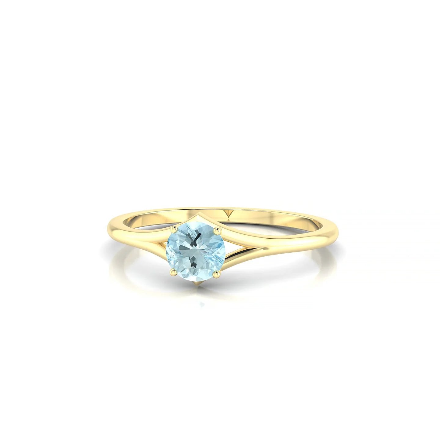 Rise | 18k Yellow Gold 4.5 mm Round Aquamarine Ring