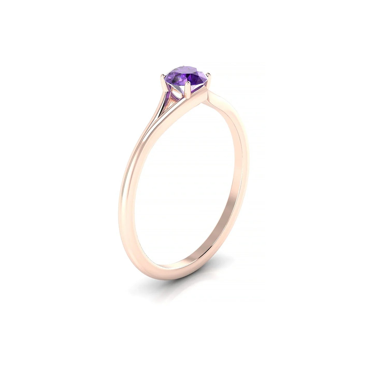 Rise | 18k Rose Gold 4.5 mm Round Amethyst Ring