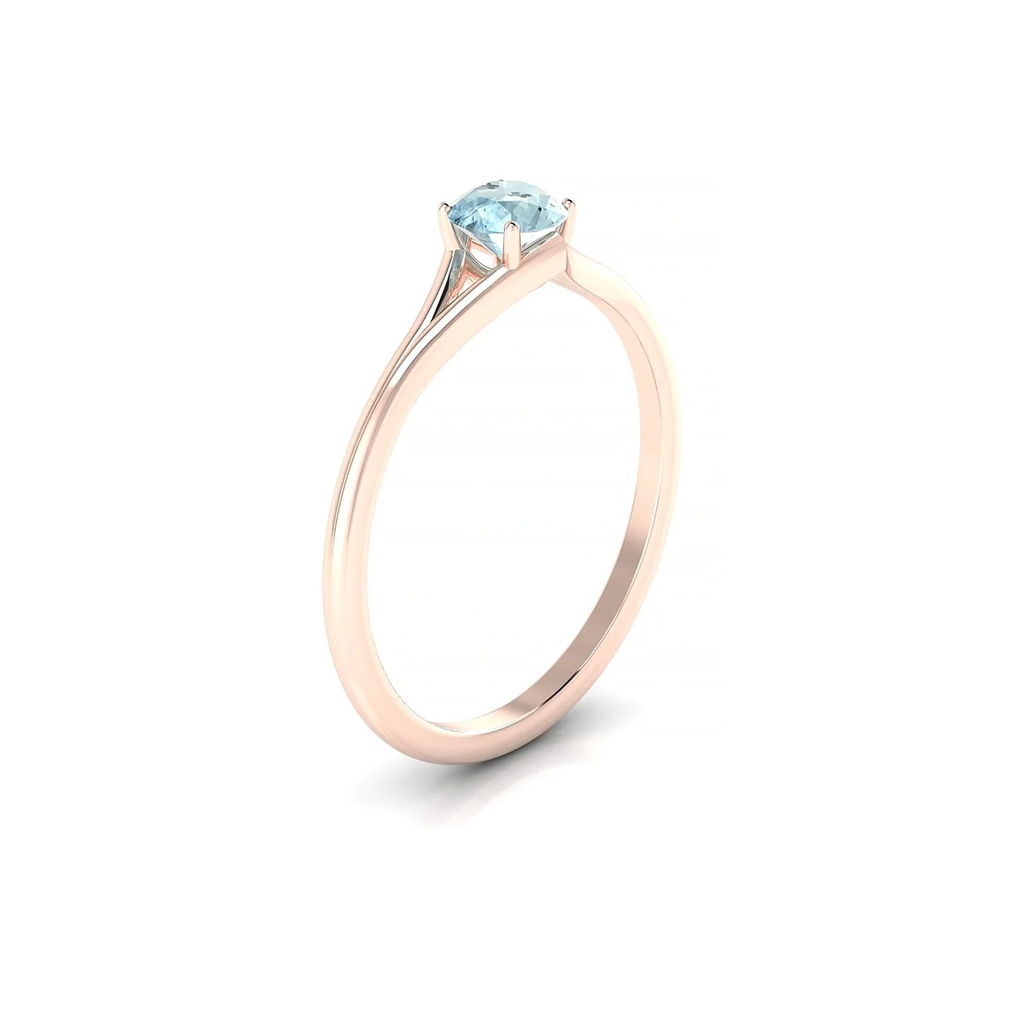 Rise | 18k Rose Gold 4.5 mm Round Aquamarine Ring