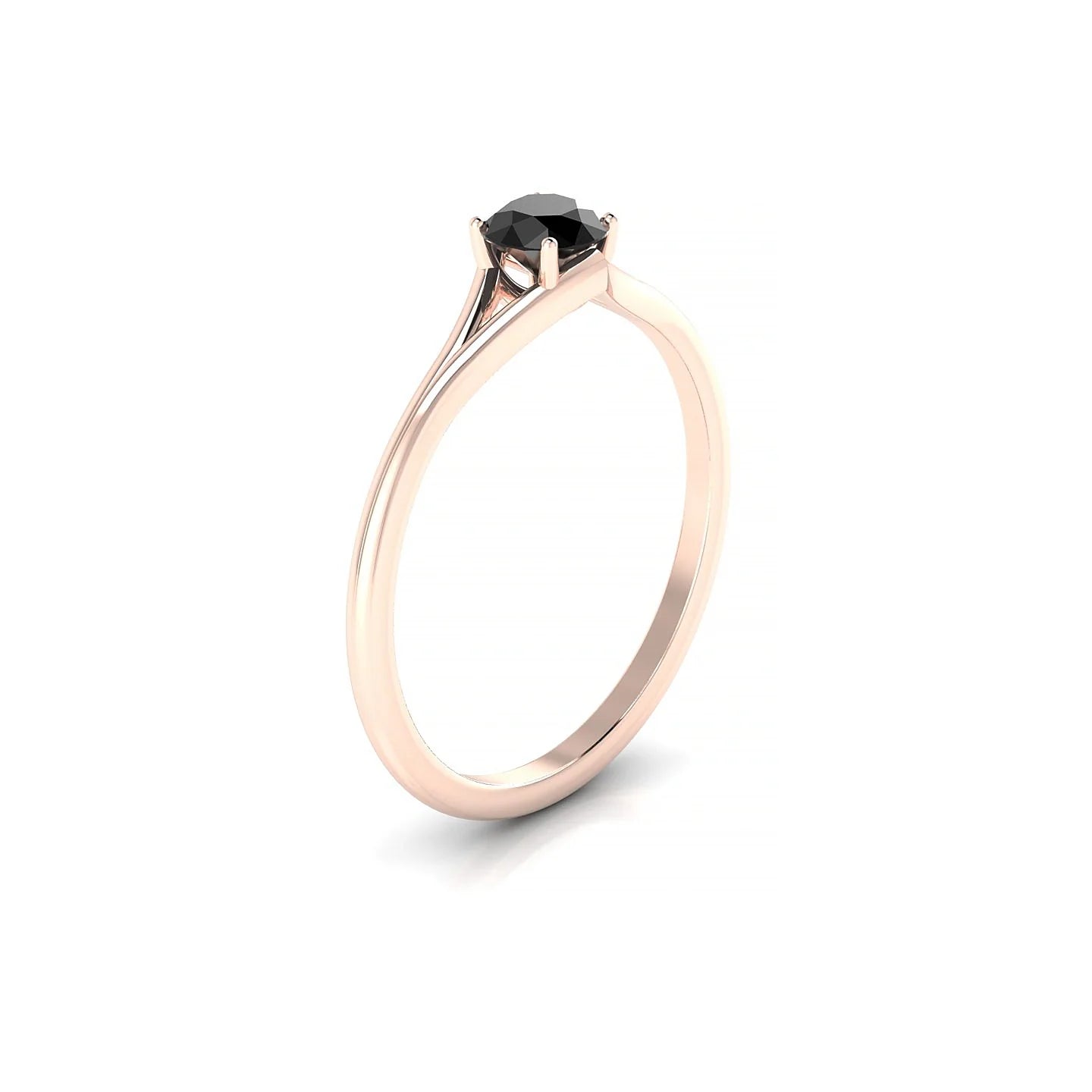 Rise | 18k Rose Gold 4.5 mm Round Black Diamond Ring